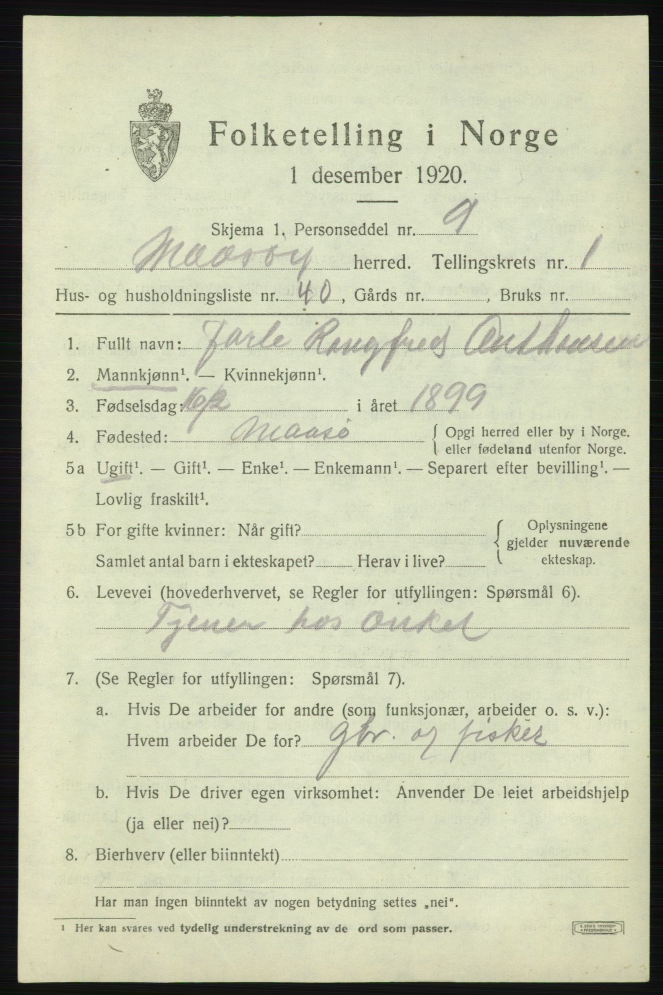 SATØ, 1920 census for Måsøy, 1920, p. 1256