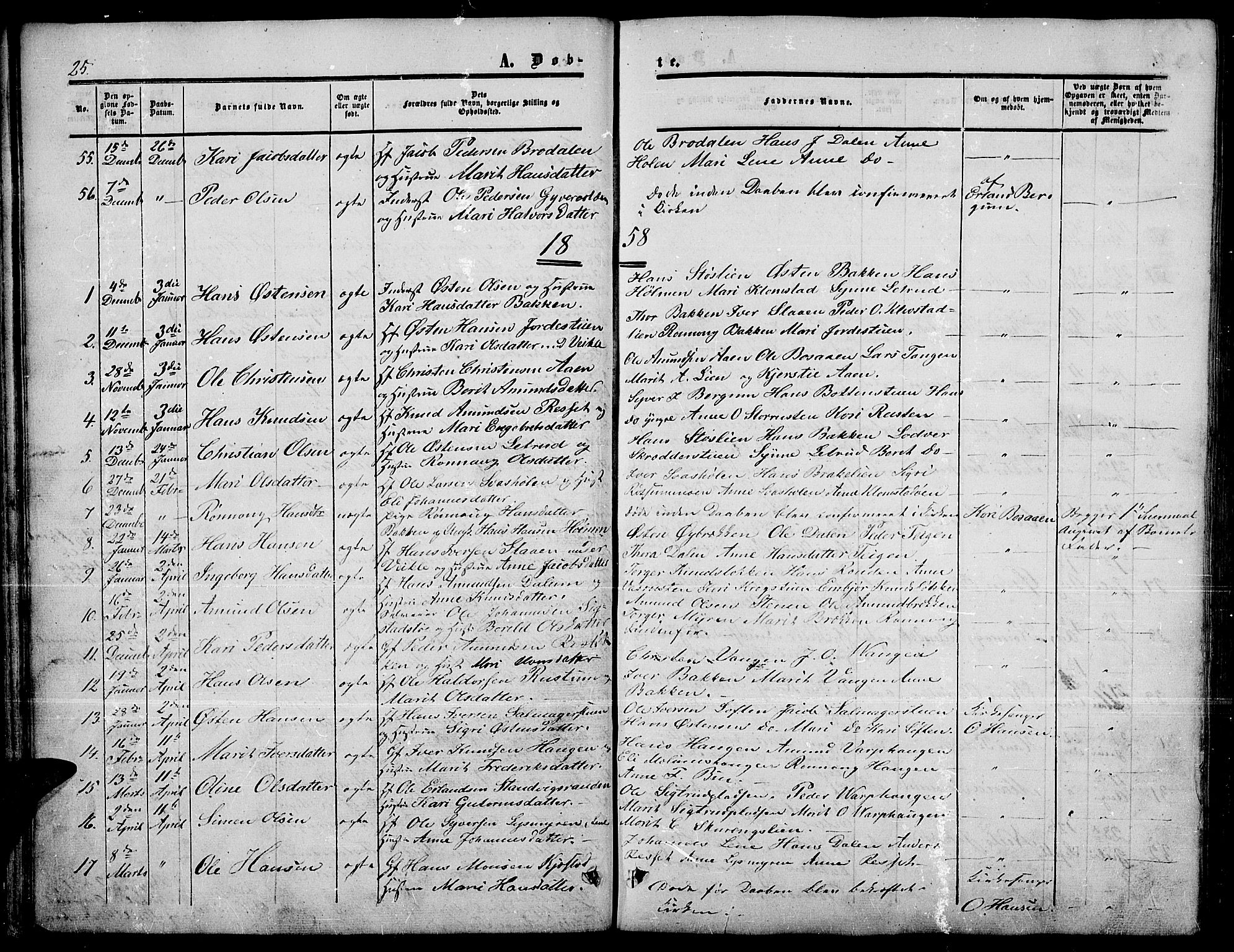 Nord-Fron prestekontor, SAH/PREST-080/H/Ha/Hab/L0003: Parish register (copy) no. 3, 1851-1886, p. 25