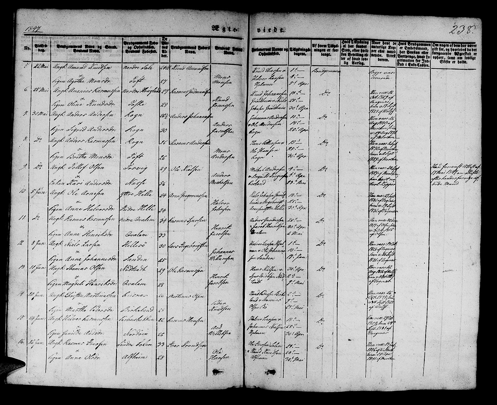 Manger sokneprestembete, AV/SAB-A-76801/H/Haa: Parish register (official) no. A 5, 1839-1848, p. 238