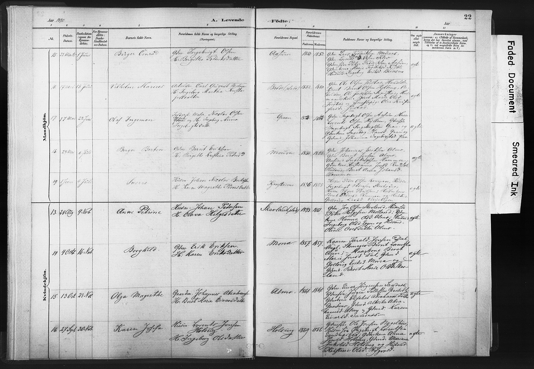 Ministerialprotokoller, klokkerbøker og fødselsregistre - Nord-Trøndelag, AV/SAT-A-1458/749/L0474: Parish register (official) no. 749A08, 1887-1903, p. 22