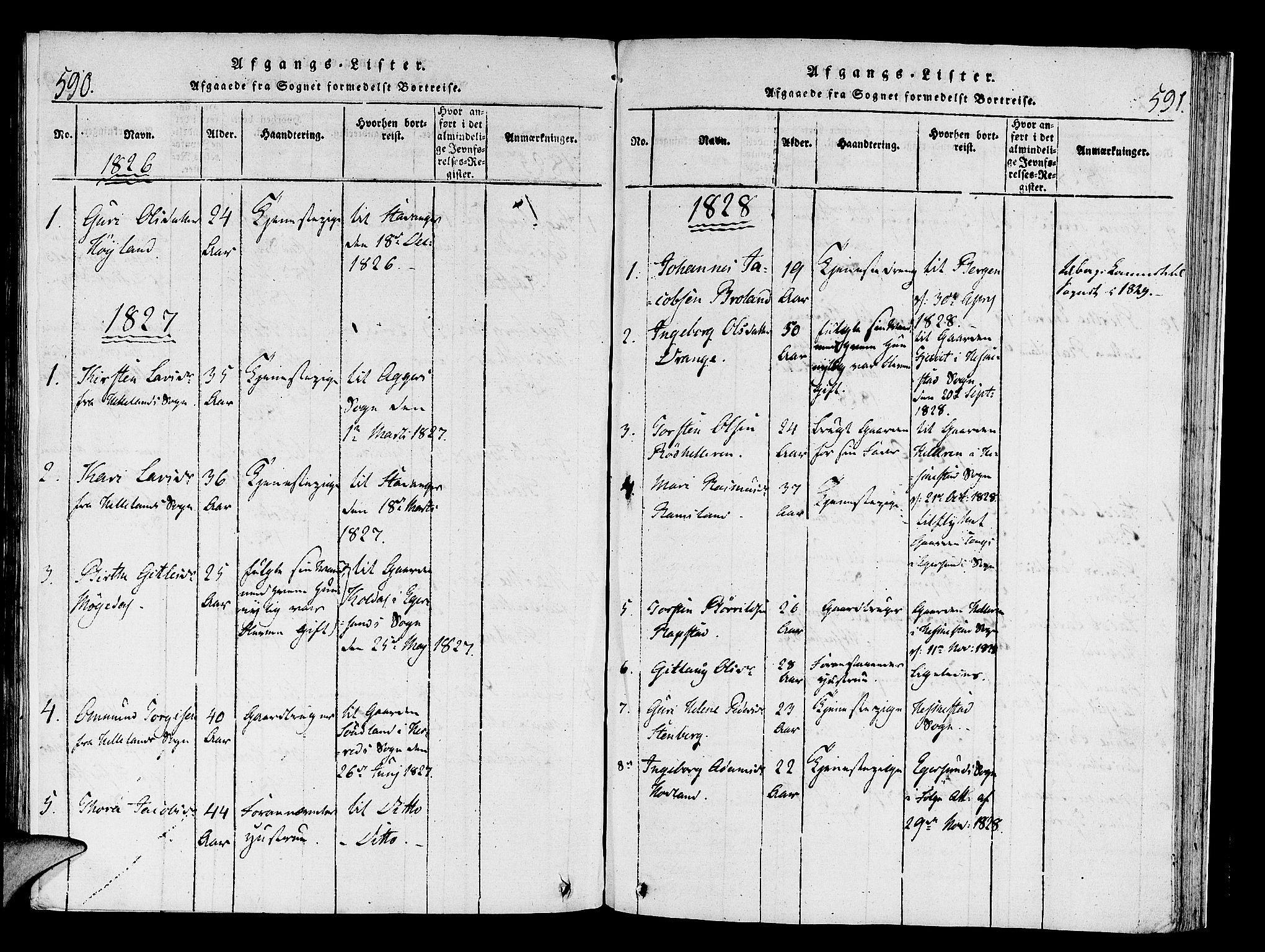 Helleland sokneprestkontor, AV/SAST-A-101810: Parish register (official) no. A 4, 1815-1834, p. 590-591