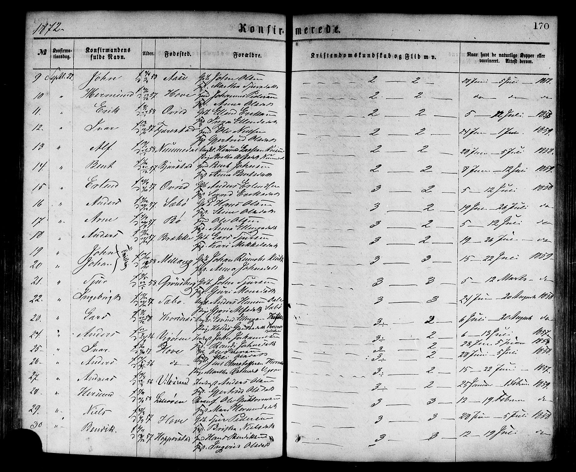 Vik sokneprestembete, SAB/A-81501: Parish register (official) no. A 9, 1866-1877, p. 170