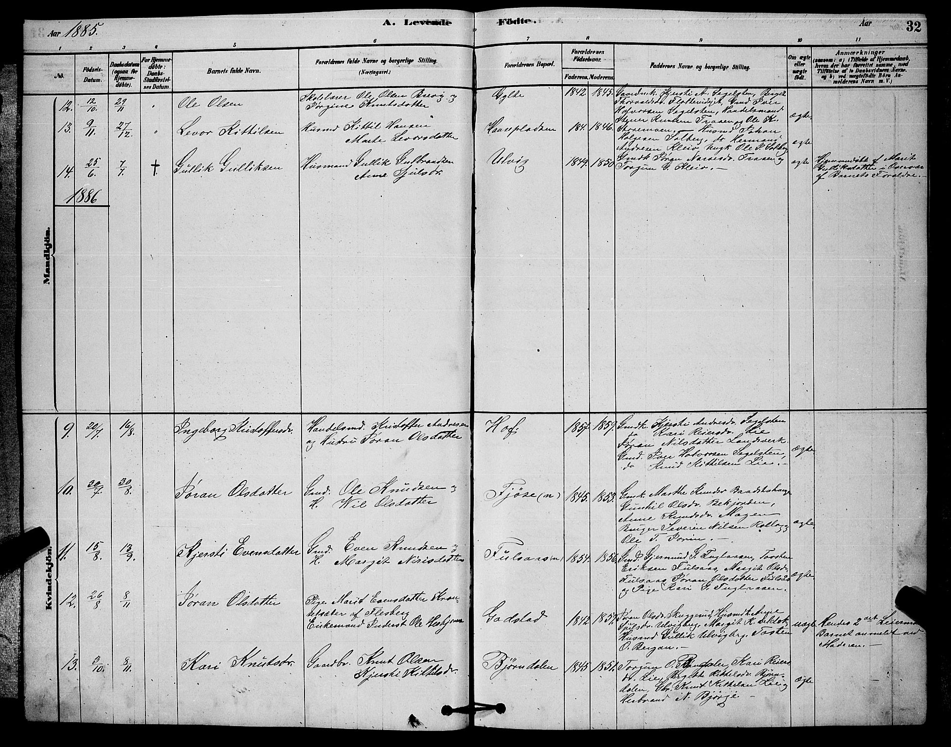 Rollag kirkebøker, AV/SAKO-A-240/G/Ga/L0004: Parish register (copy) no. I 4, 1878-1903, p. 32