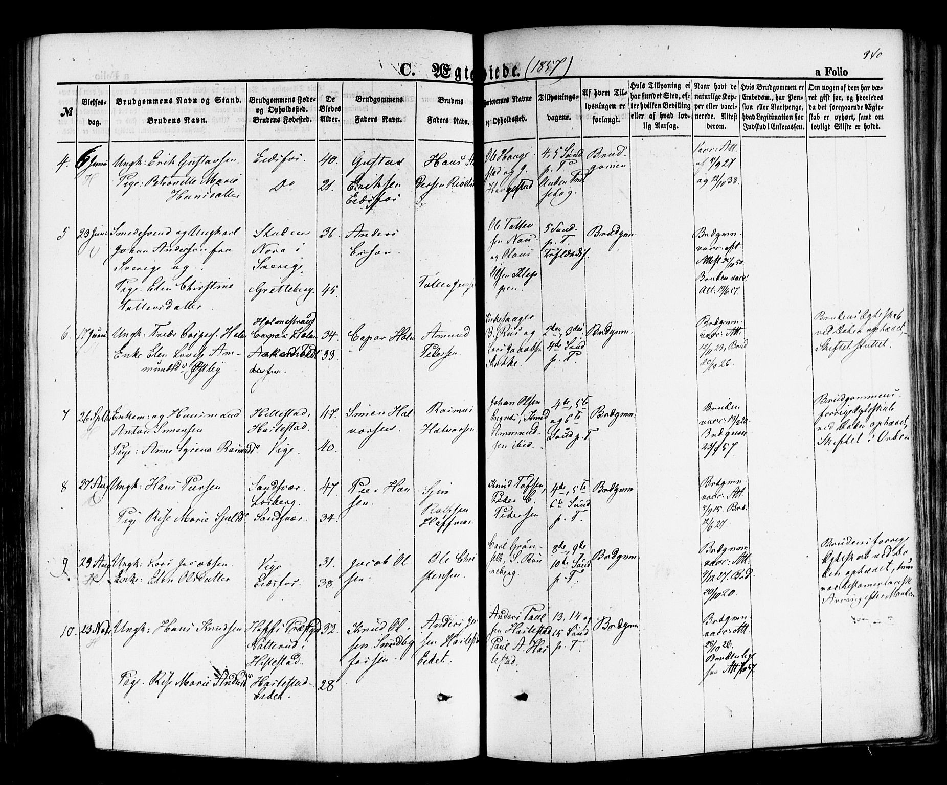 Hof kirkebøker, SAKO/A-64/F/Fa/L0006: Parish register (official) no. I 6, 1851-1877, p. 340