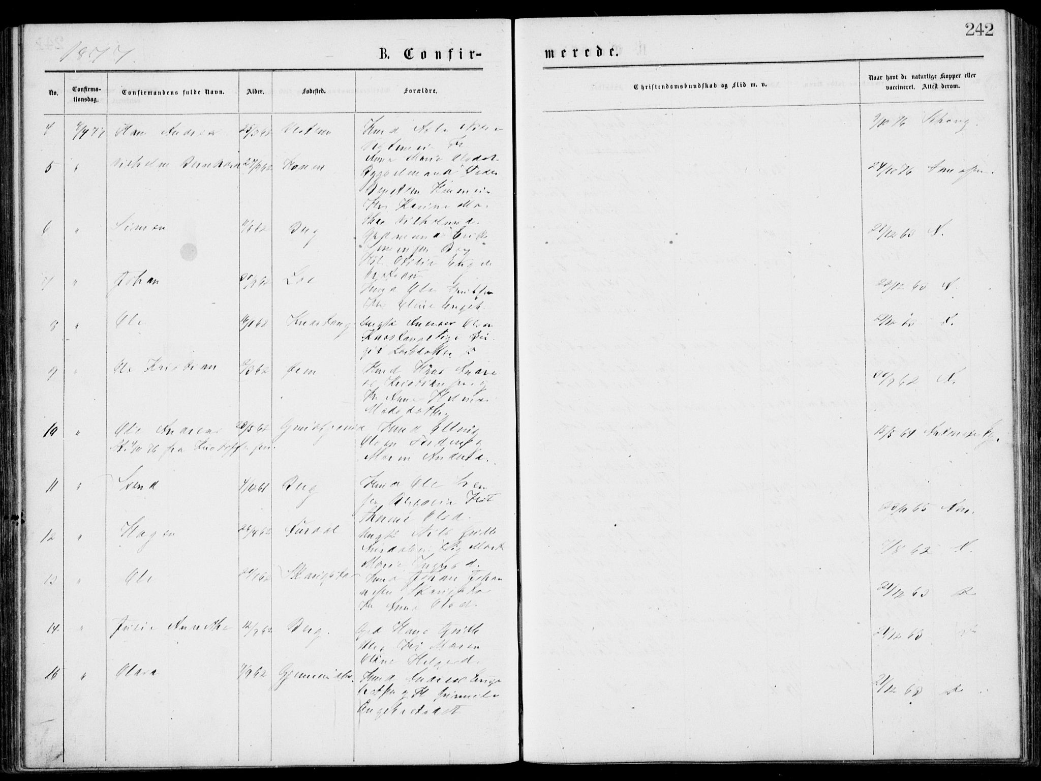 Norderhov kirkebøker, SAKO/A-237/G/Gb/L0001: Parish register (copy) no. II 1, 1876-1899, p. 242