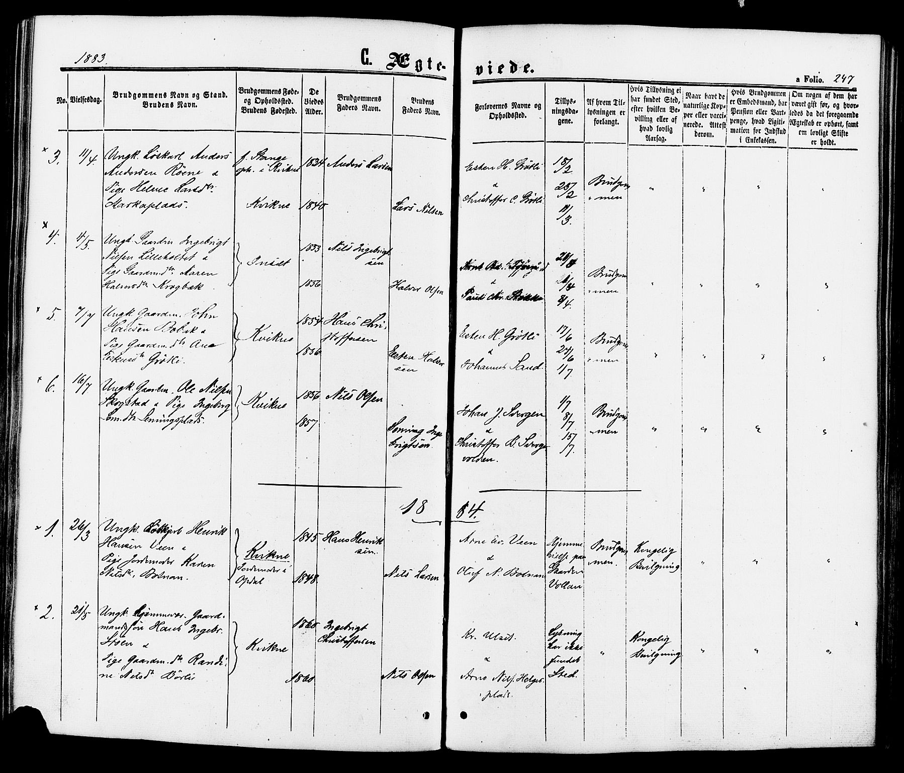 Kvikne prestekontor, AV/SAH-PREST-064/H/Ha/Haa/L0006: Parish register (official) no. 6, 1863-1886, p. 247