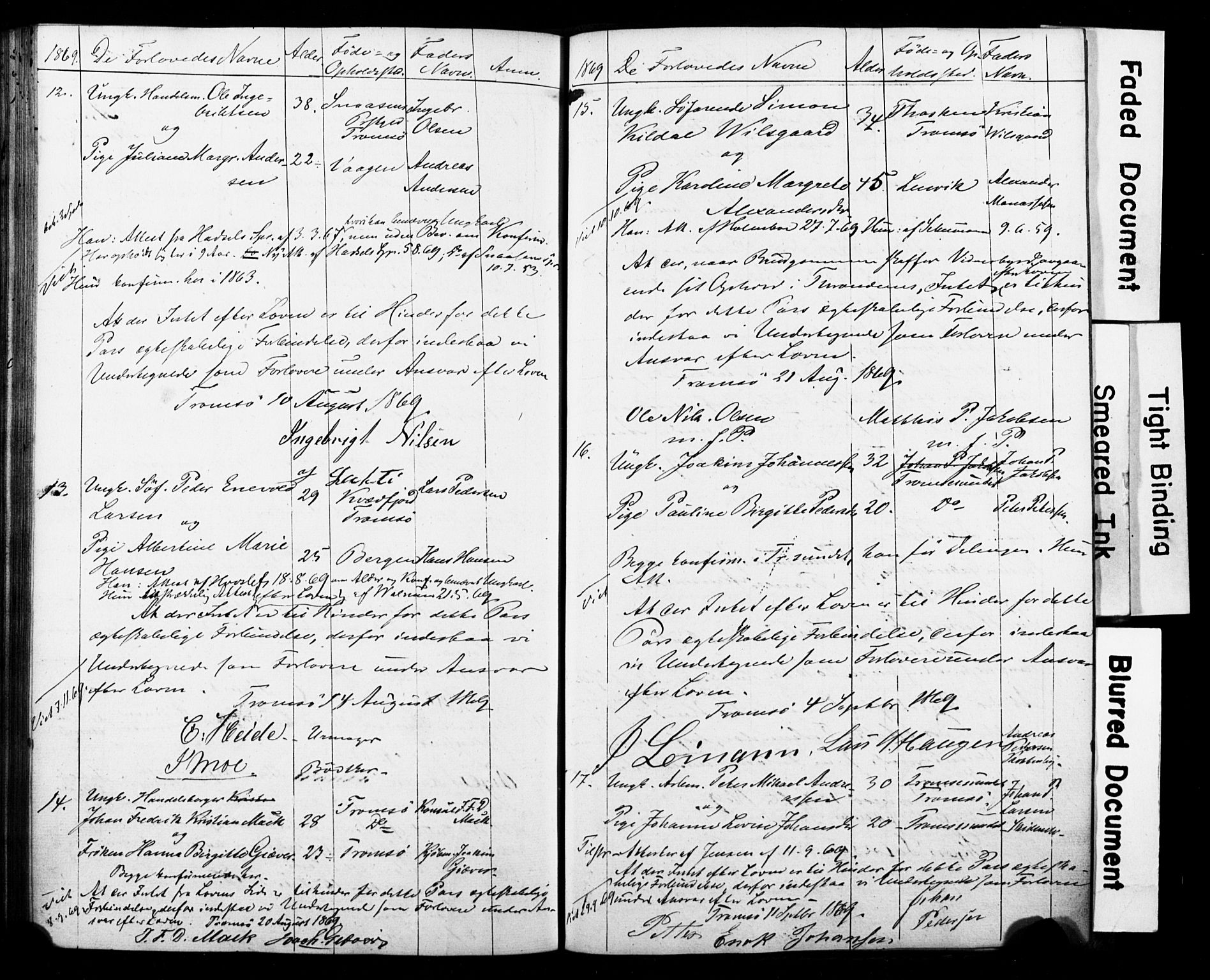 Tromsø sokneprestkontor/stiftsprosti/domprosti, AV/SATØ-S-1343/H/Hc/L0097: Banns register no. 97, 1851-1872