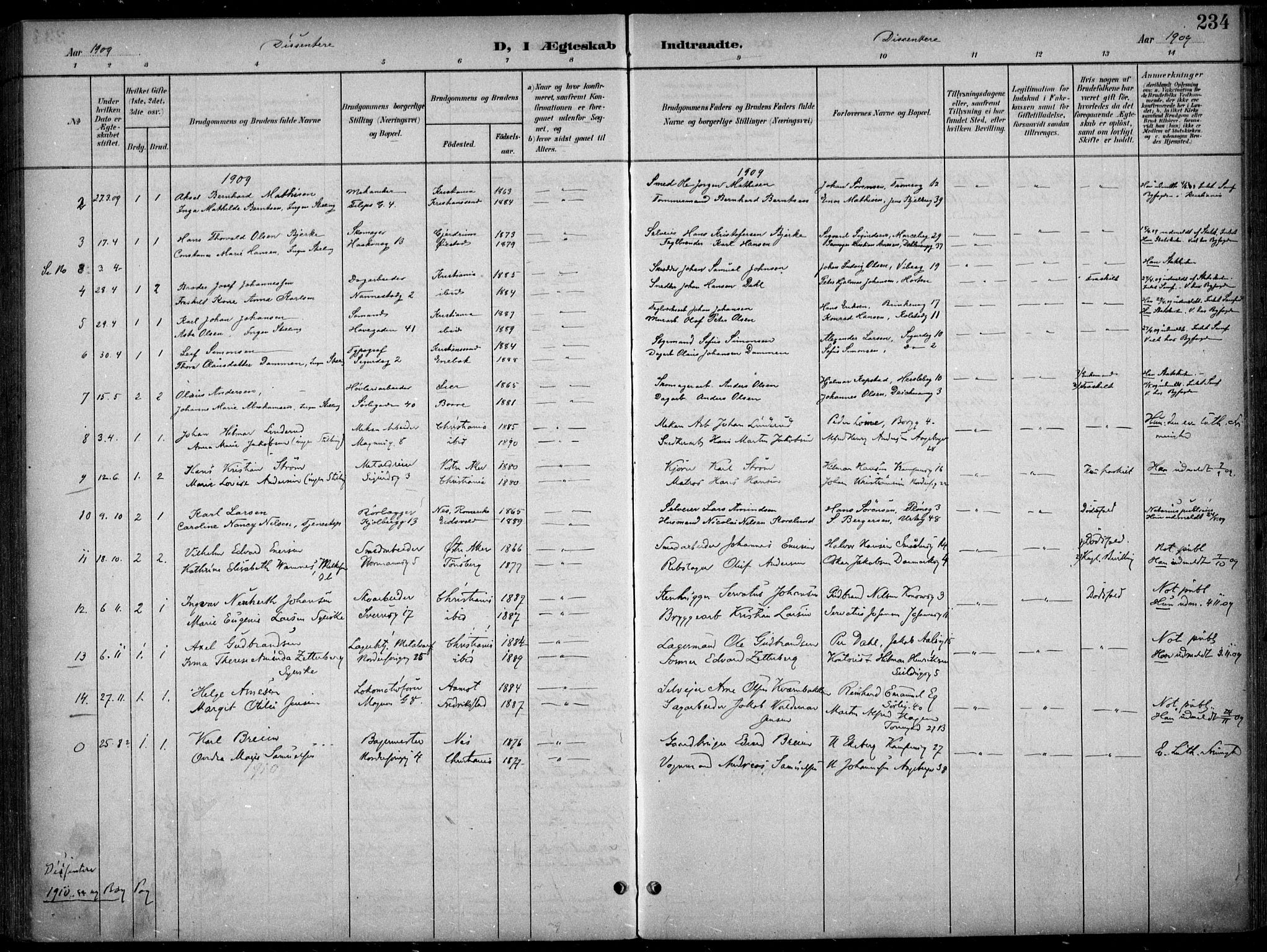 Kampen prestekontor Kirkebøker, SAO/A-10853/F/Fa/L0009: Parish register (official) no. I 9, 1899-1911, p. 234