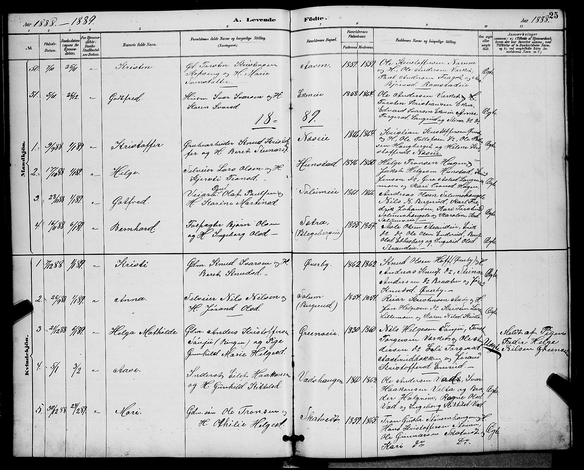 Sigdal kirkebøker, SAKO/A-245/G/Ga/L0005: Parish register (copy) no. I 5, 1886-1900, p. 25