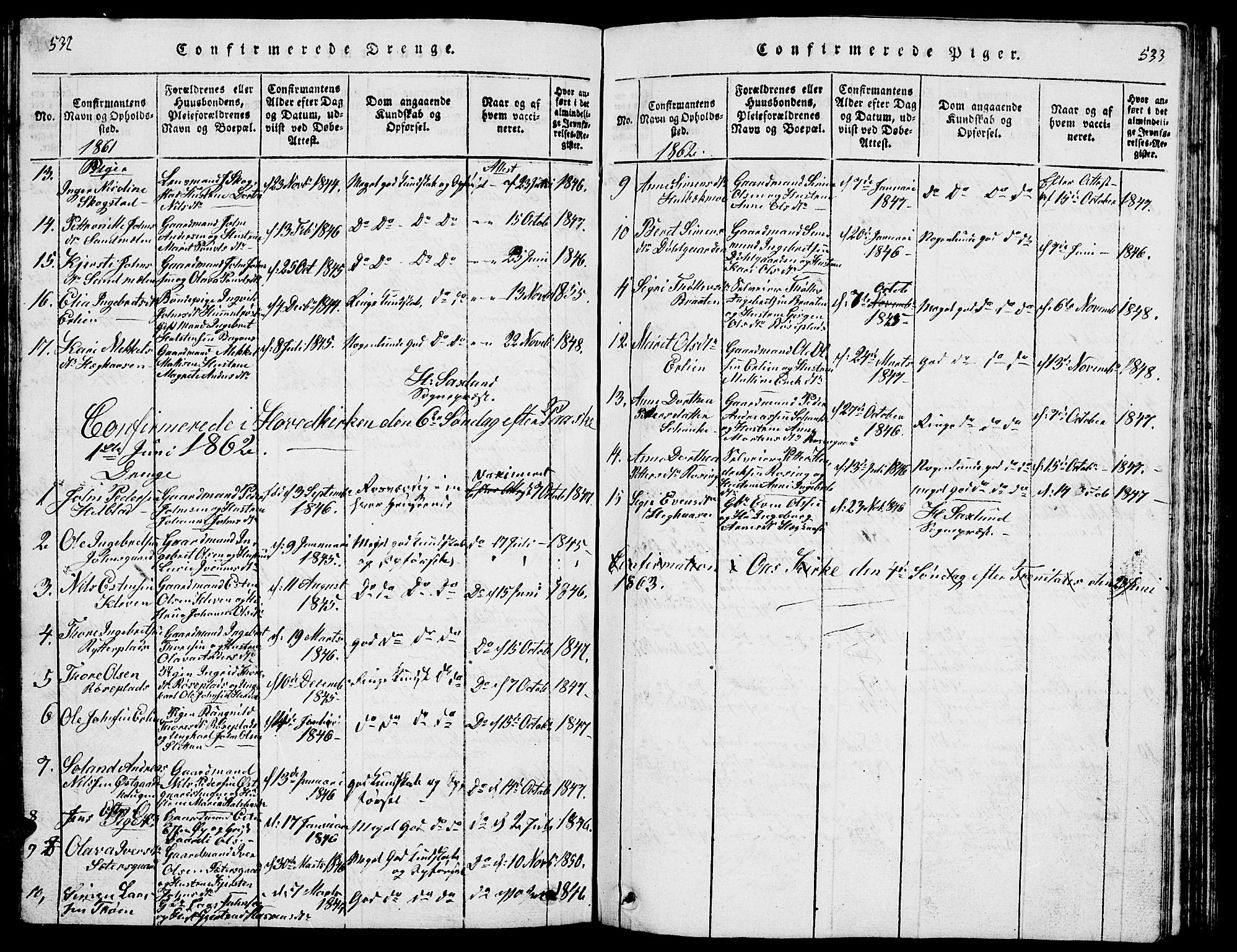 Tolga prestekontor, AV/SAH-PREST-062/L/L0001: Parish register (copy) no. 1, 1814-1877, p. 532-533