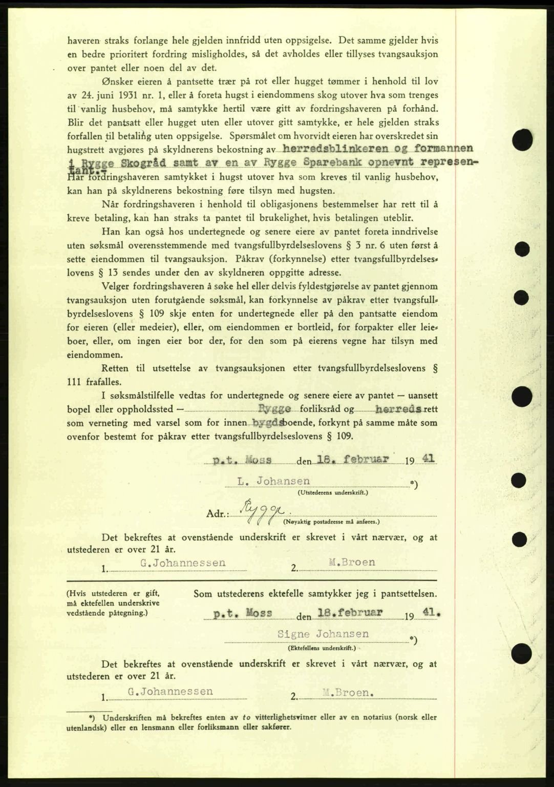 Moss sorenskriveri, SAO/A-10168: Mortgage book no. B10, 1940-1941, Diary no: : 340/1941