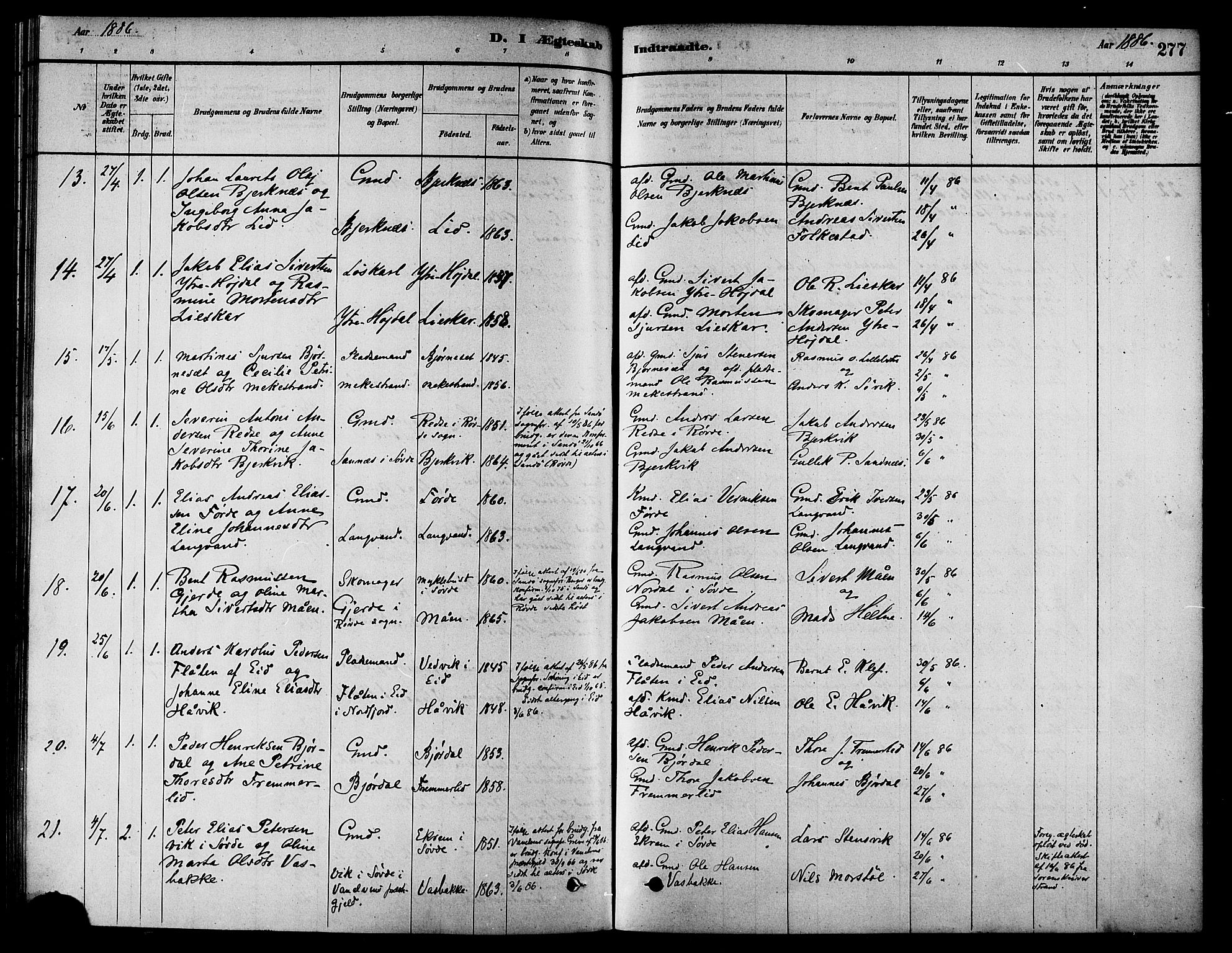 Ministerialprotokoller, klokkerbøker og fødselsregistre - Møre og Romsdal, AV/SAT-A-1454/511/L0141: Parish register (official) no. 511A08, 1878-1890, p. 277