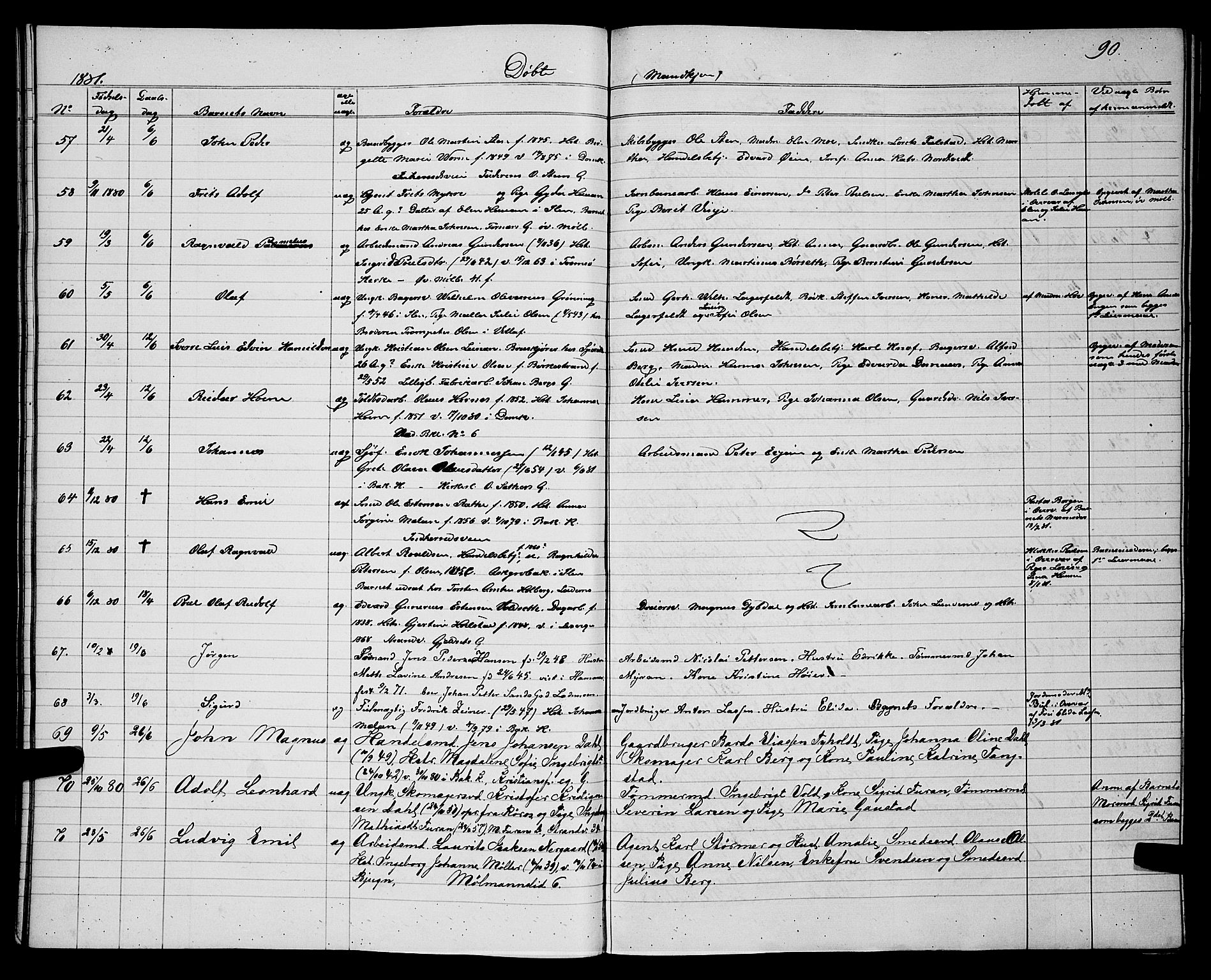 Ministerialprotokoller, klokkerbøker og fødselsregistre - Sør-Trøndelag, SAT/A-1456/604/L0220: Parish register (copy) no. 604C03, 1870-1885, p. 90
