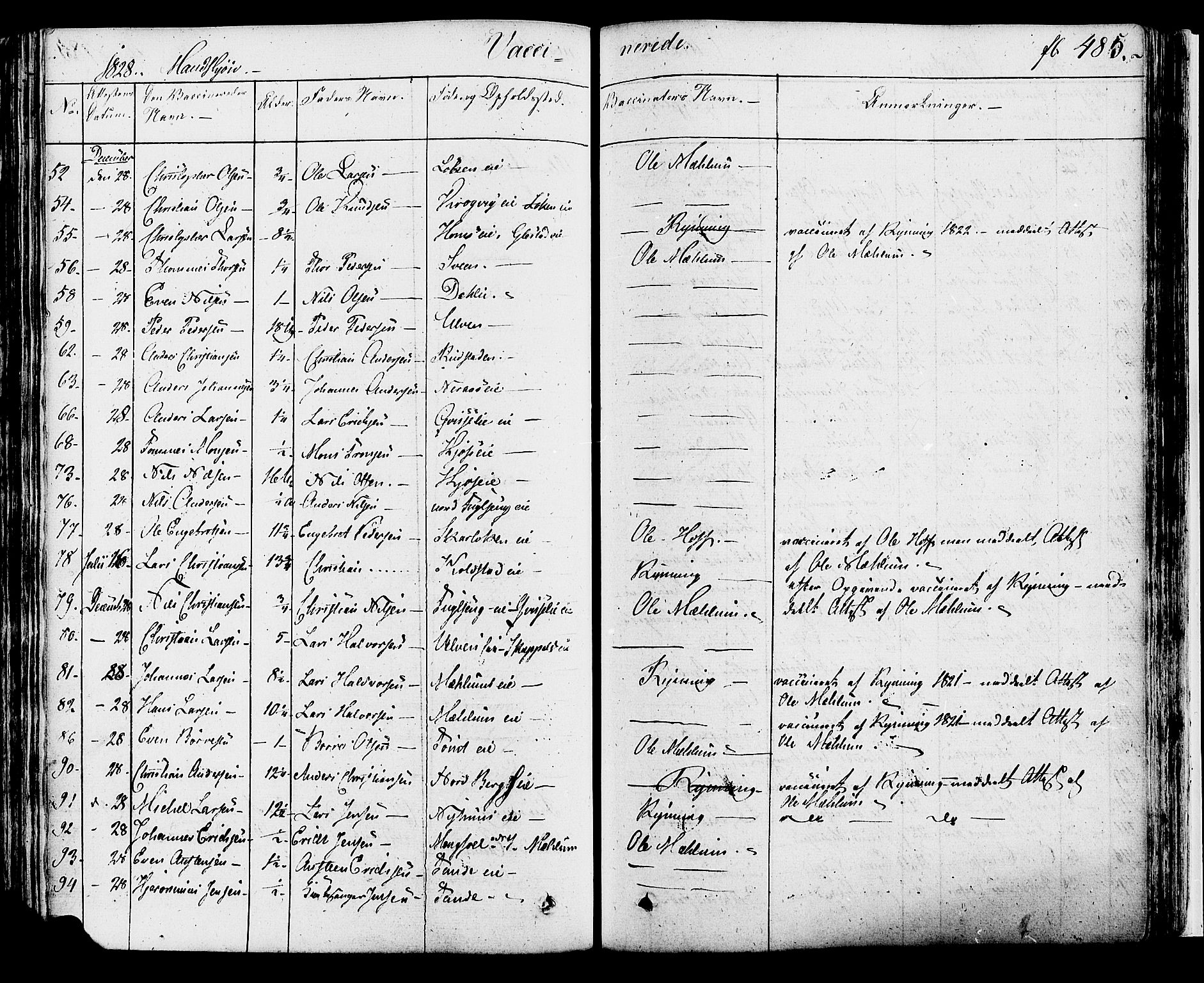Ringsaker prestekontor, SAH/PREST-014/K/Ka/L0007: Parish register (official) no. 7B, 1826-1837, p. 485