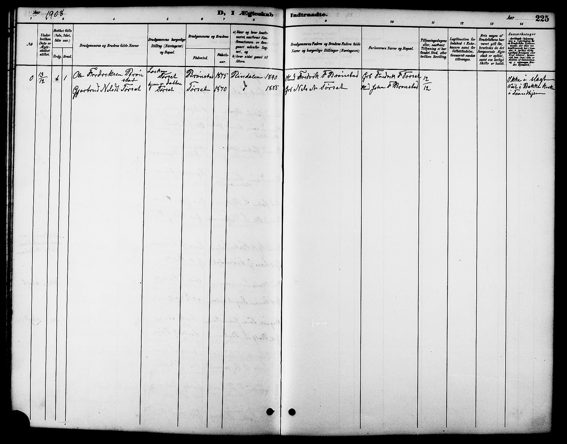 Ministerialprotokoller, klokkerbøker og fødselsregistre - Møre og Romsdal, SAT/A-1454/598/L1078: Parish register (copy) no. 598C03, 1892-1909, p. 225