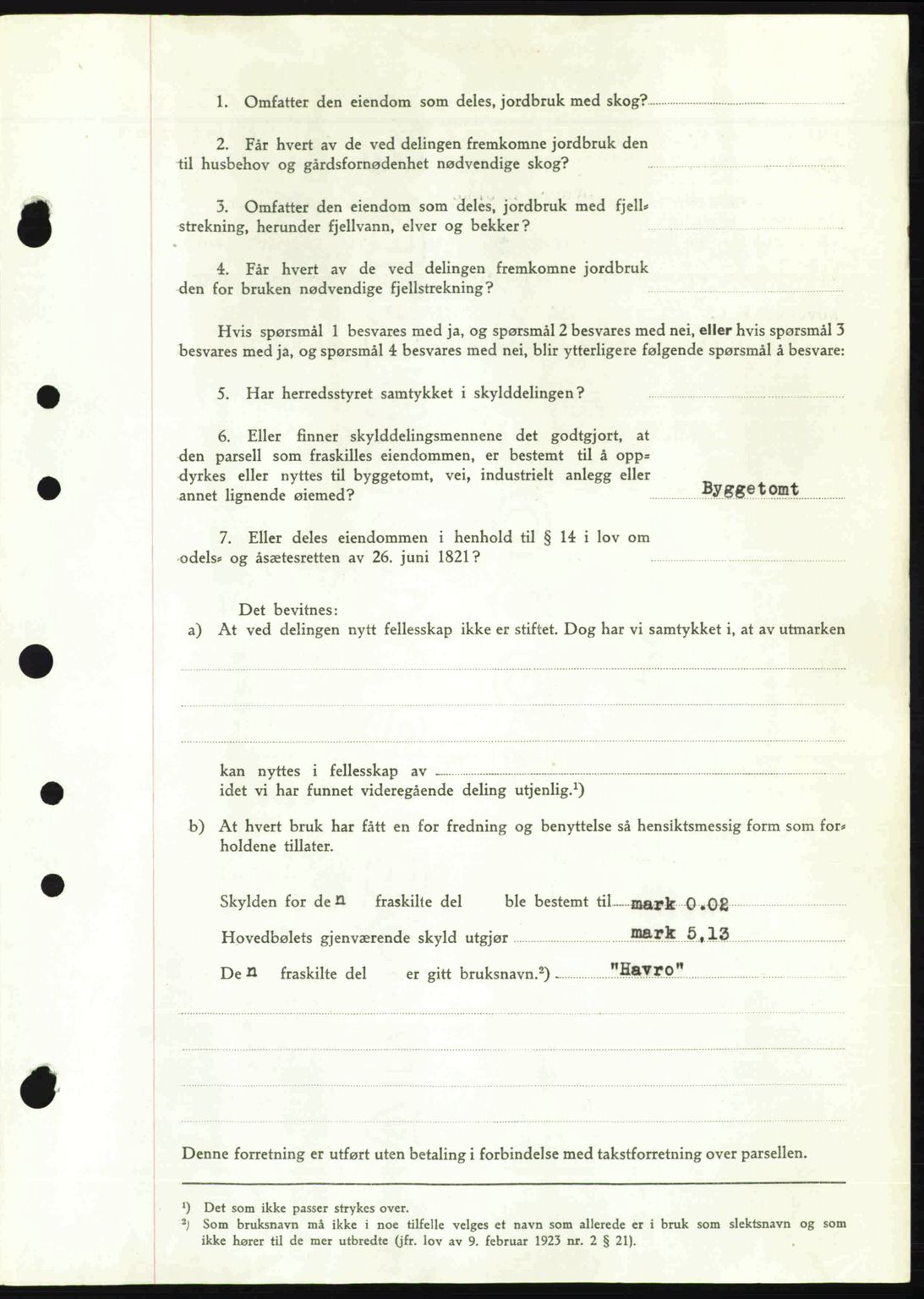 Nordre Sunnmøre sorenskriveri, AV/SAT-A-0006/1/2/2C/2Ca: Mortgage book no. A24, 1947-1947, Diary no: : 1097/1947