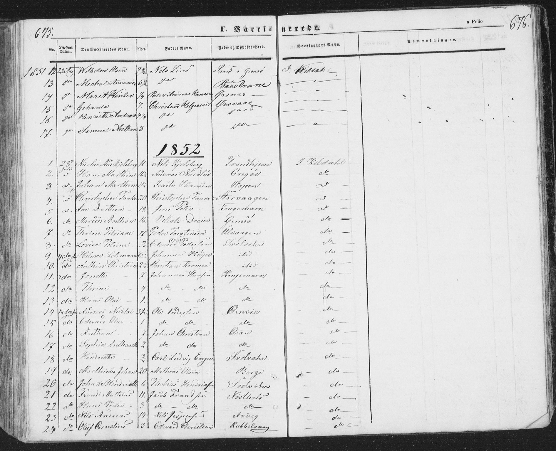 Ministerialprotokoller, klokkerbøker og fødselsregistre - Nordland, AV/SAT-A-1459/874/L1072: Parish register (copy) no. 874C01, 1843-1859, p. 675-676