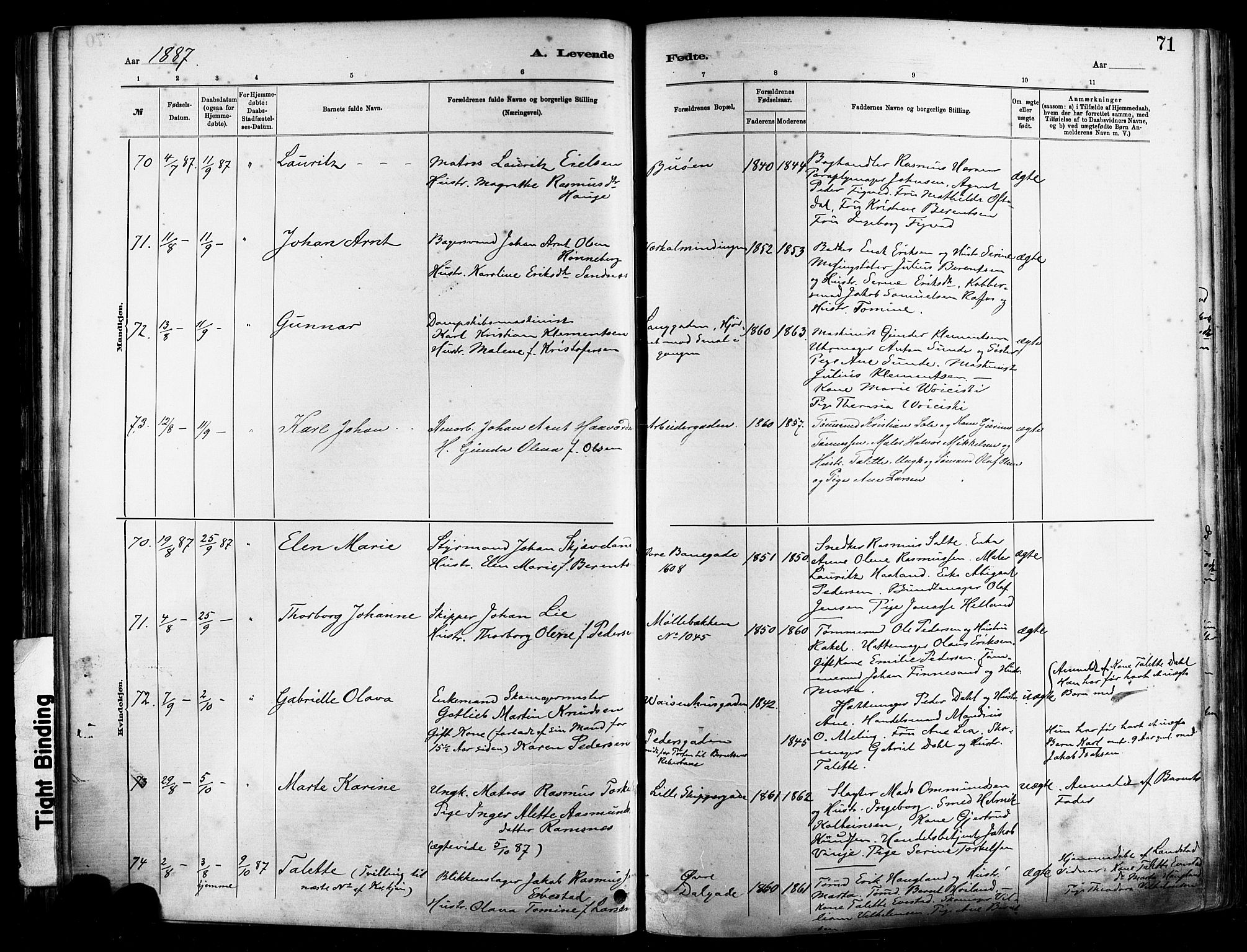 St. Johannes sokneprestkontor, AV/SAST-A-101814/001/30/30BA/L0001: Parish register (official) no. A 1, 1885-1891, p. 71