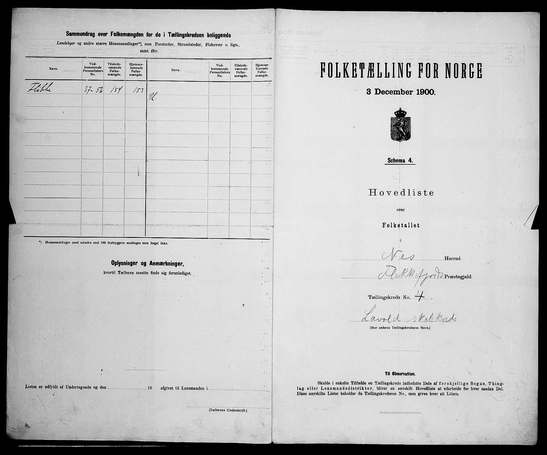 SAK, 1900 census for Nes, 1900, p. 16