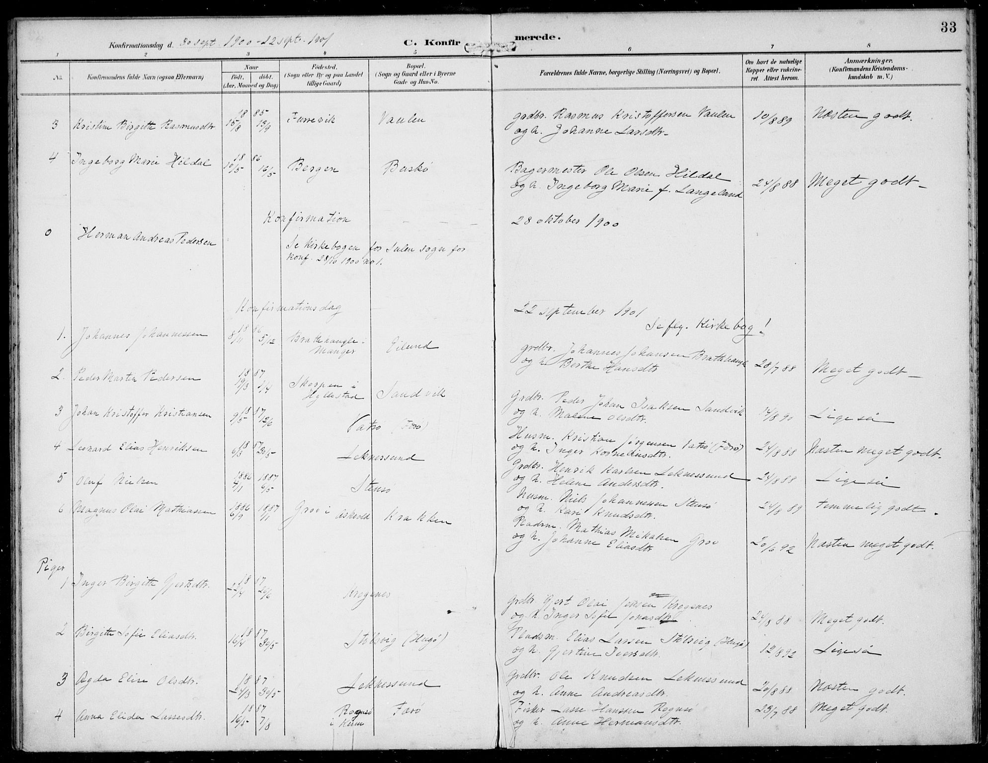 Solund sokneprestembete, SAB/A-81401: Parish register (official) no. B  1, 1891-1901, p. 33