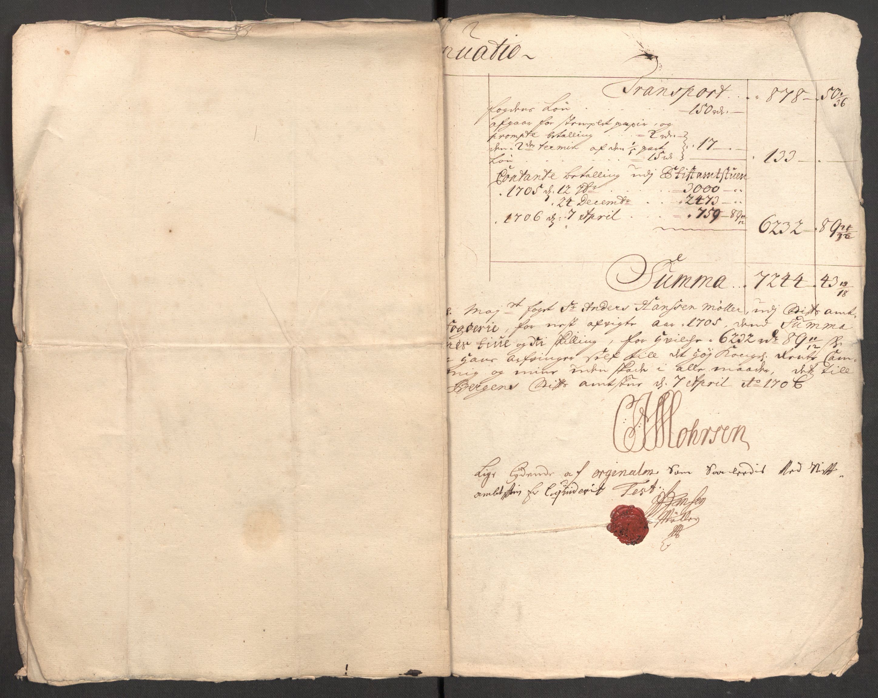 Rentekammeret inntil 1814, Reviderte regnskaper, Fogderegnskap, AV/RA-EA-4092/R54/L3560: Fogderegnskap Sunnmøre, 1704-1705, p. 277