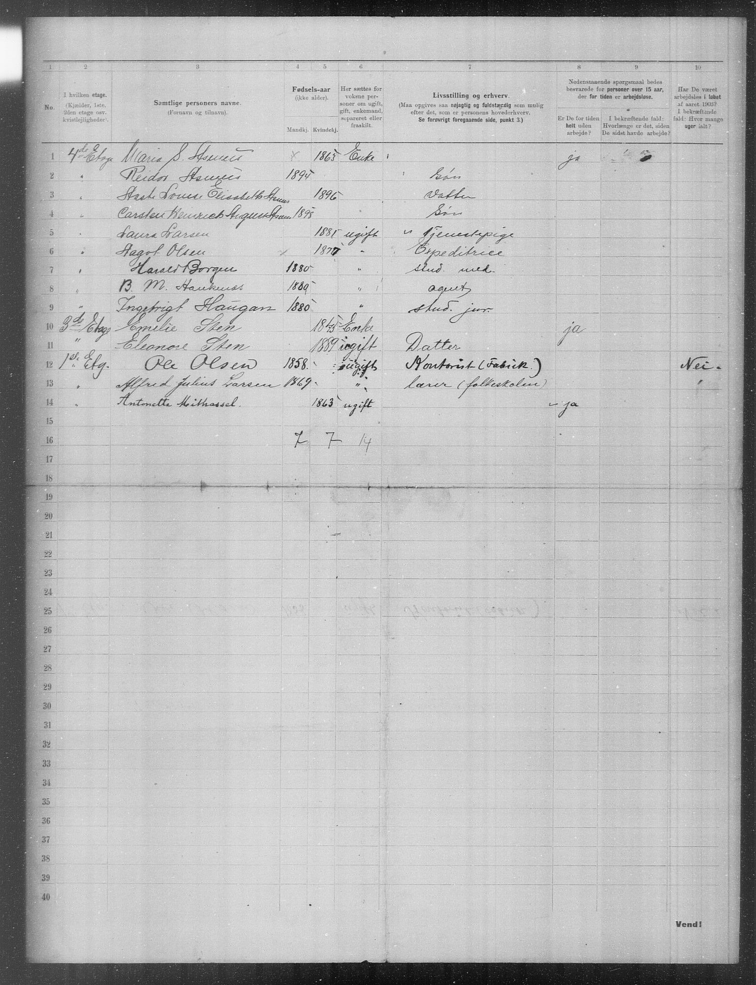 OBA, Municipal Census 1903 for Kristiania, 1903, p. 24558