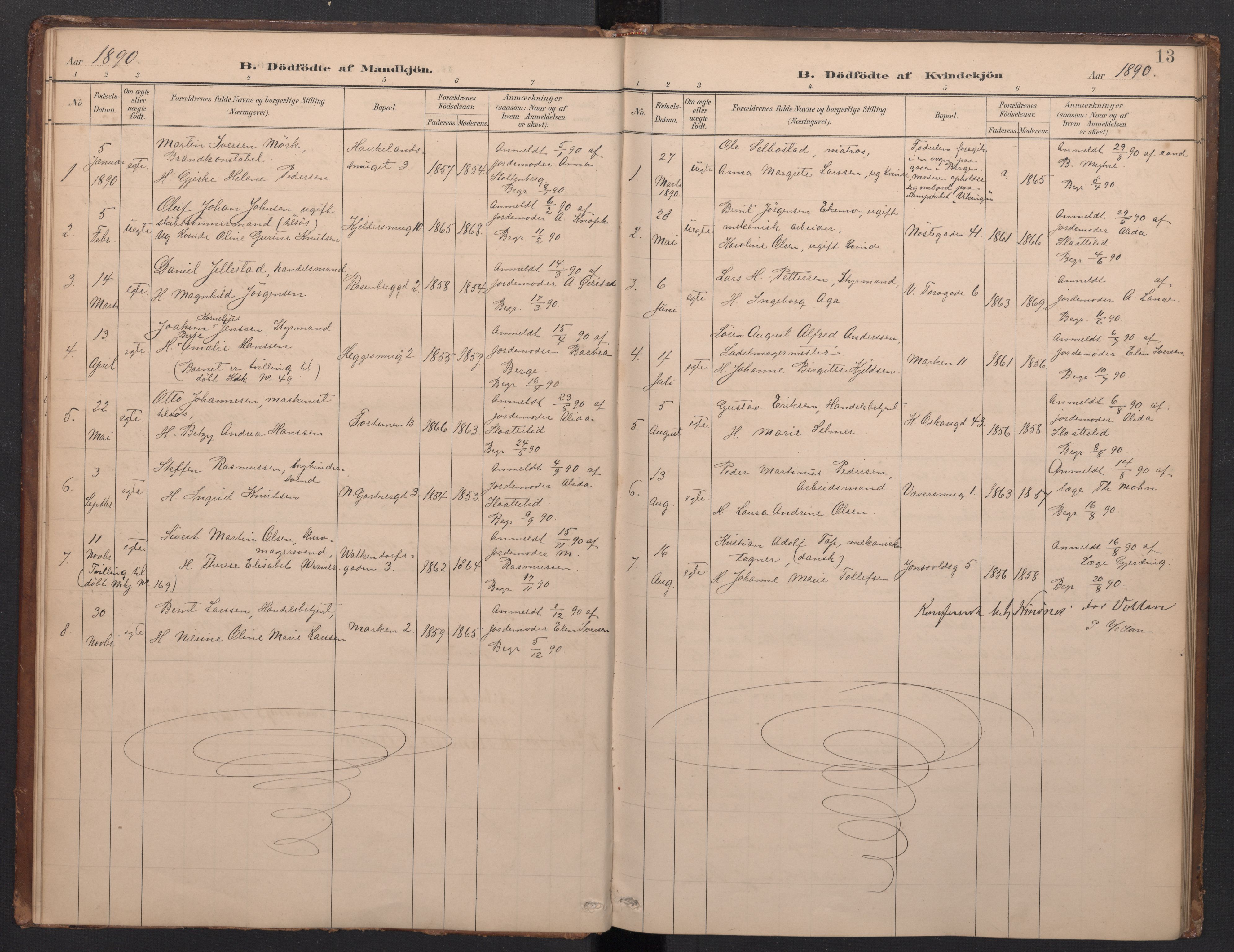 Domkirken sokneprestembete, SAB/A-74801/H/Haa/L0049: Parish register (official) no. G 1, 1882-1922, p. 12b-13a