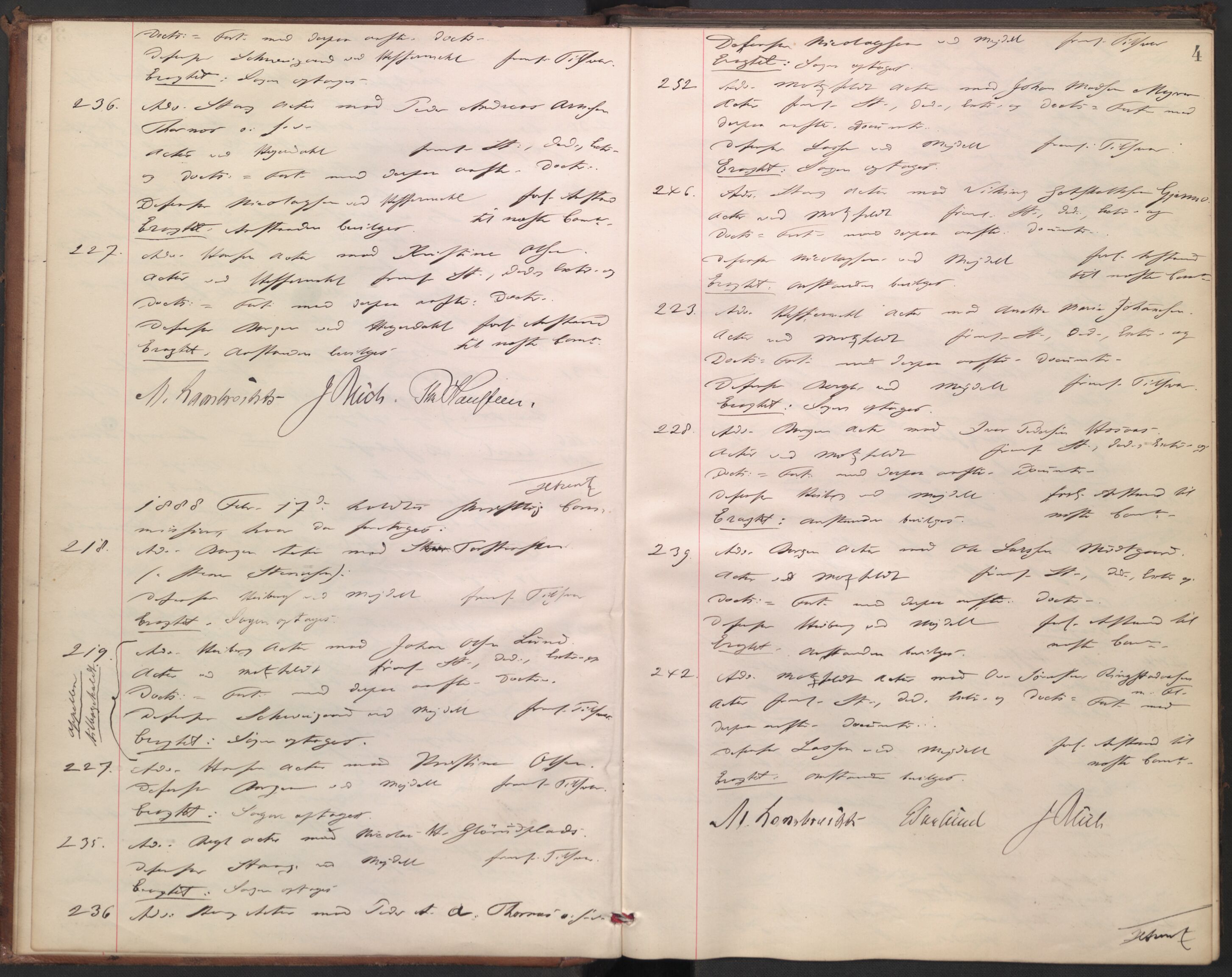 Høyesterett, AV/RA-S-1002/E/Ef/L0016: Protokoll over saker som gikk til skriftlig behandling, 1888-1892, p. 3b-4a