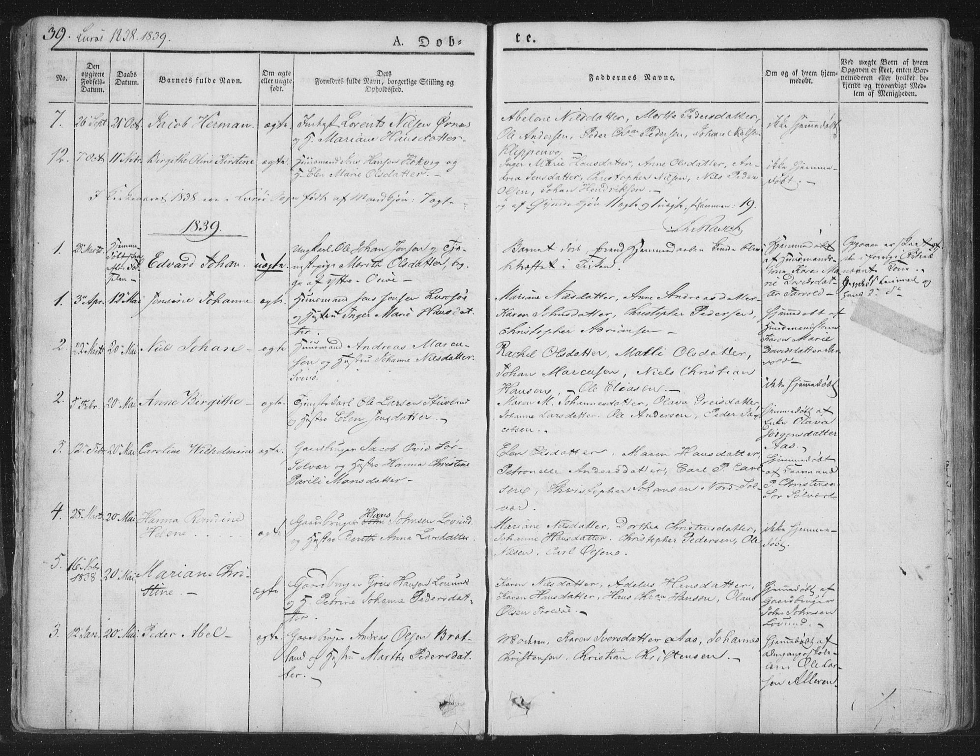 Ministerialprotokoller, klokkerbøker og fødselsregistre - Nordland, AV/SAT-A-1459/839/L0565: Parish register (official) no. 839A02, 1825-1862, p. 39
