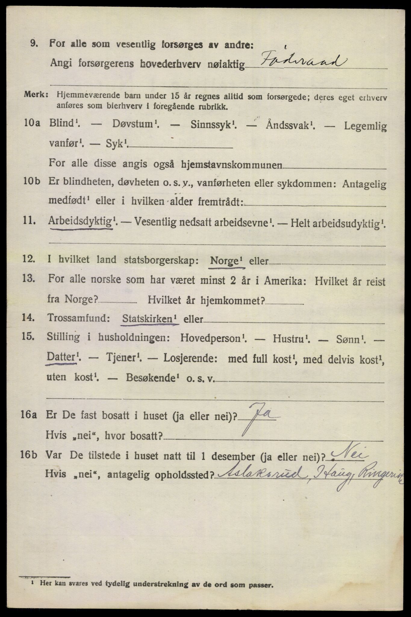 SAKO, 1920 census for Ådal, 1920, p. 5021