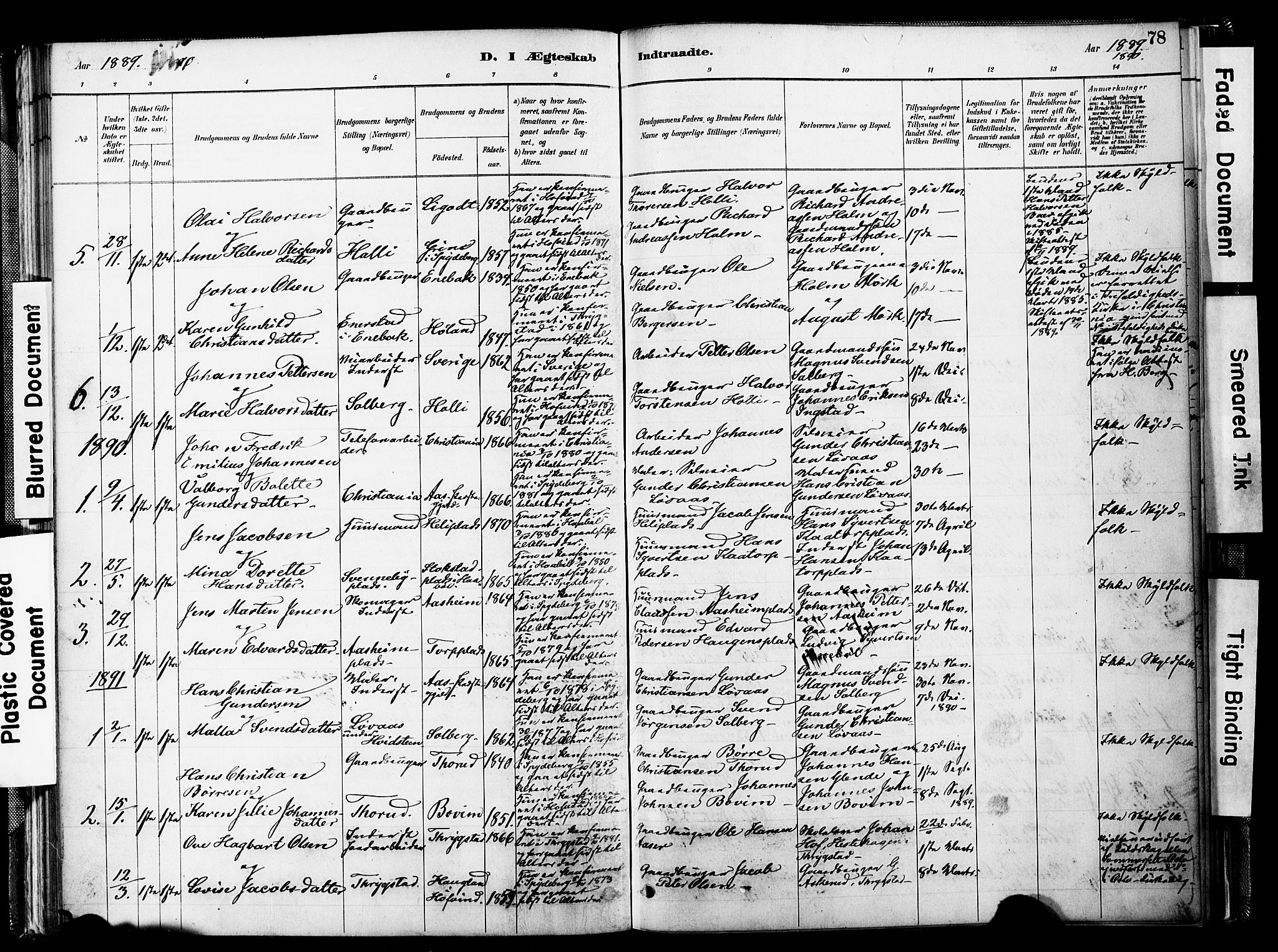 Spydeberg prestekontor Kirkebøker, SAO/A-10924/F/Fb/L0001: Parish register (official) no. II 1, 1886-1907, p. 78