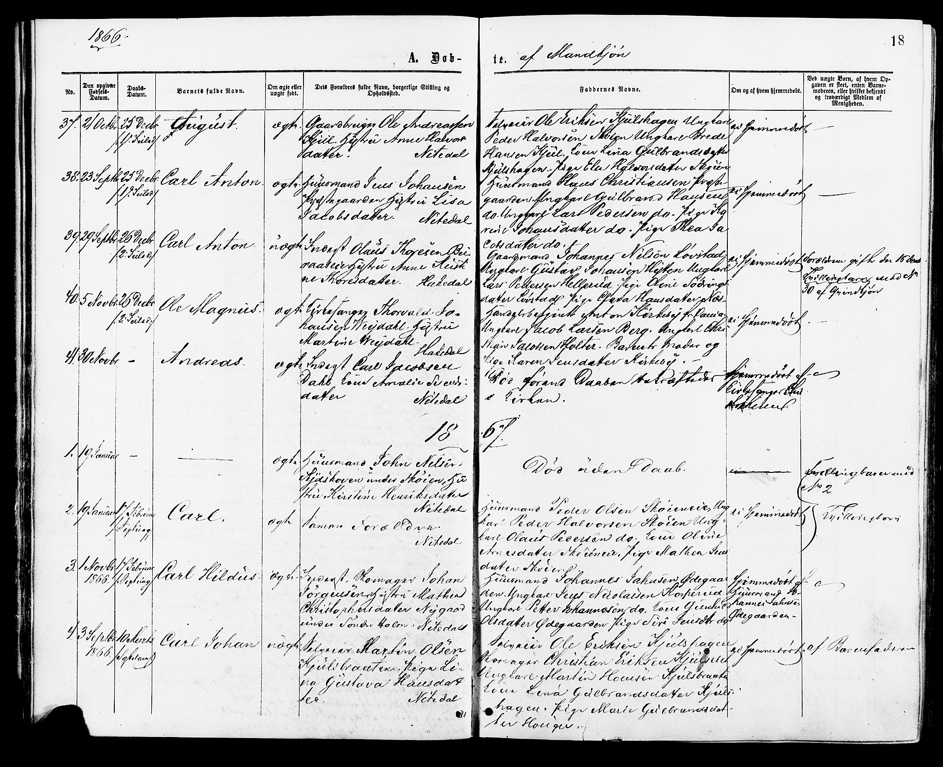 Nittedal prestekontor Kirkebøker, AV/SAO-A-10365a/F/Fa/L0006: Parish register (official) no. I 6, 1863-1878, p. 18