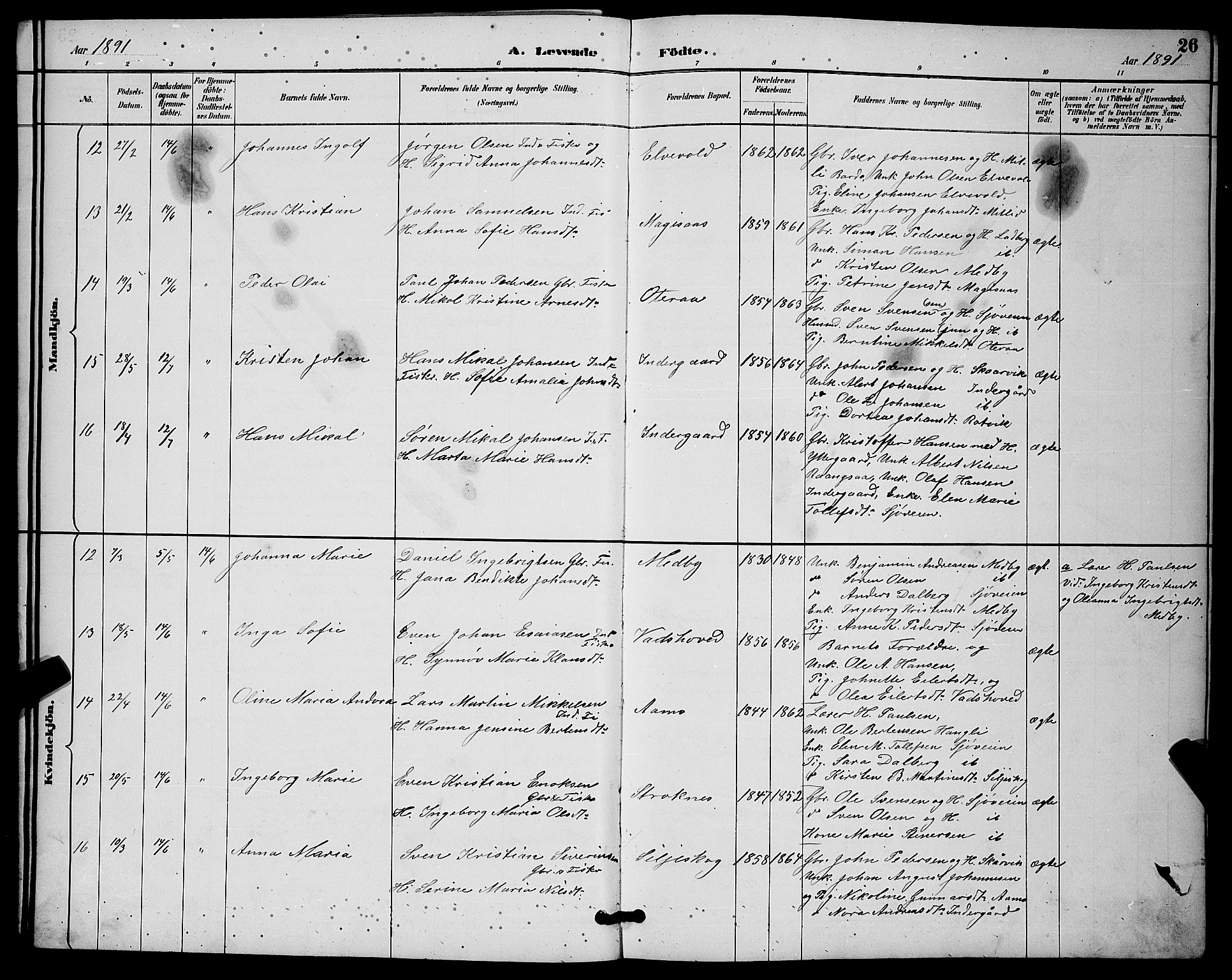 Ibestad sokneprestembete, AV/SATØ-S-0077/H/Ha/Hab/L0015klokker: Parish register (copy) no. 15, 1888-1899, p. 26