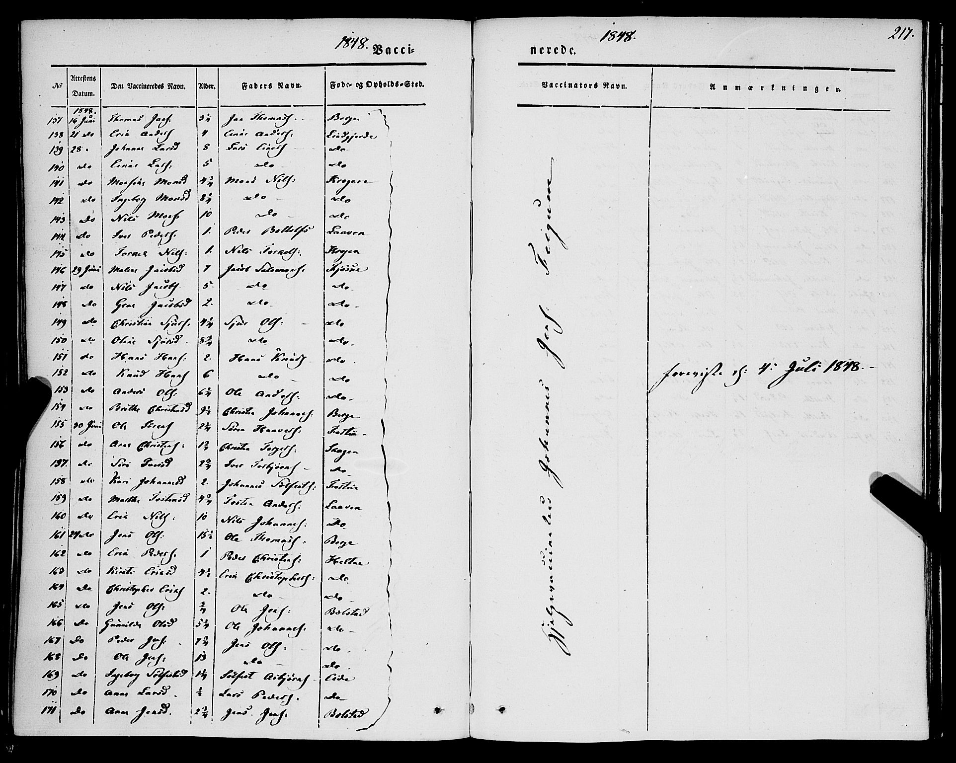 Luster sokneprestembete, SAB/A-81101/H/Haa/Haaa/L0006: Parish register (official) no. A 6, 1840-1848, p. 217