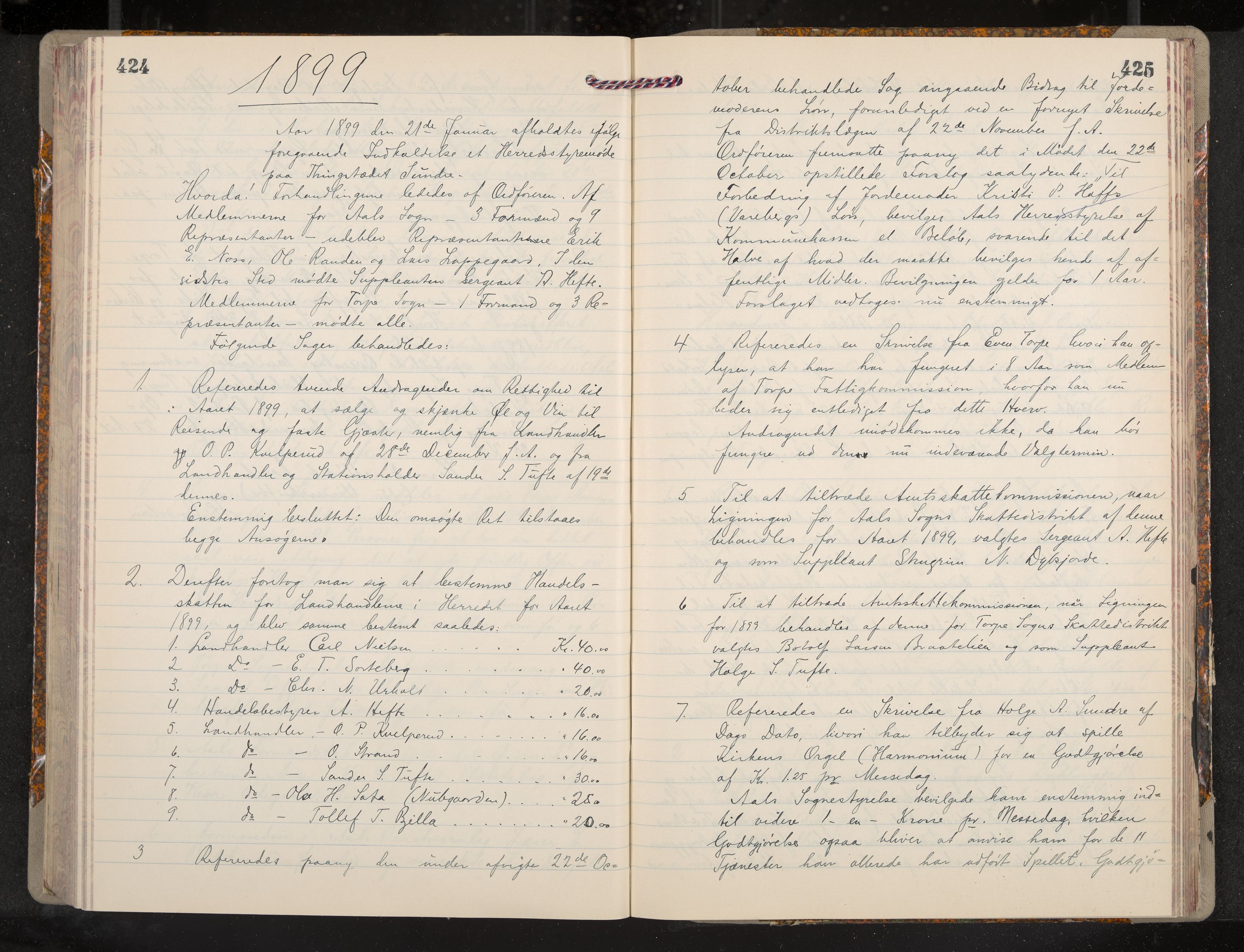 Ål formannskap og sentraladministrasjon, IKAK/0619021/A/Aa/L0004: Utskrift av møtebok, 1881-1901, p. 424-425