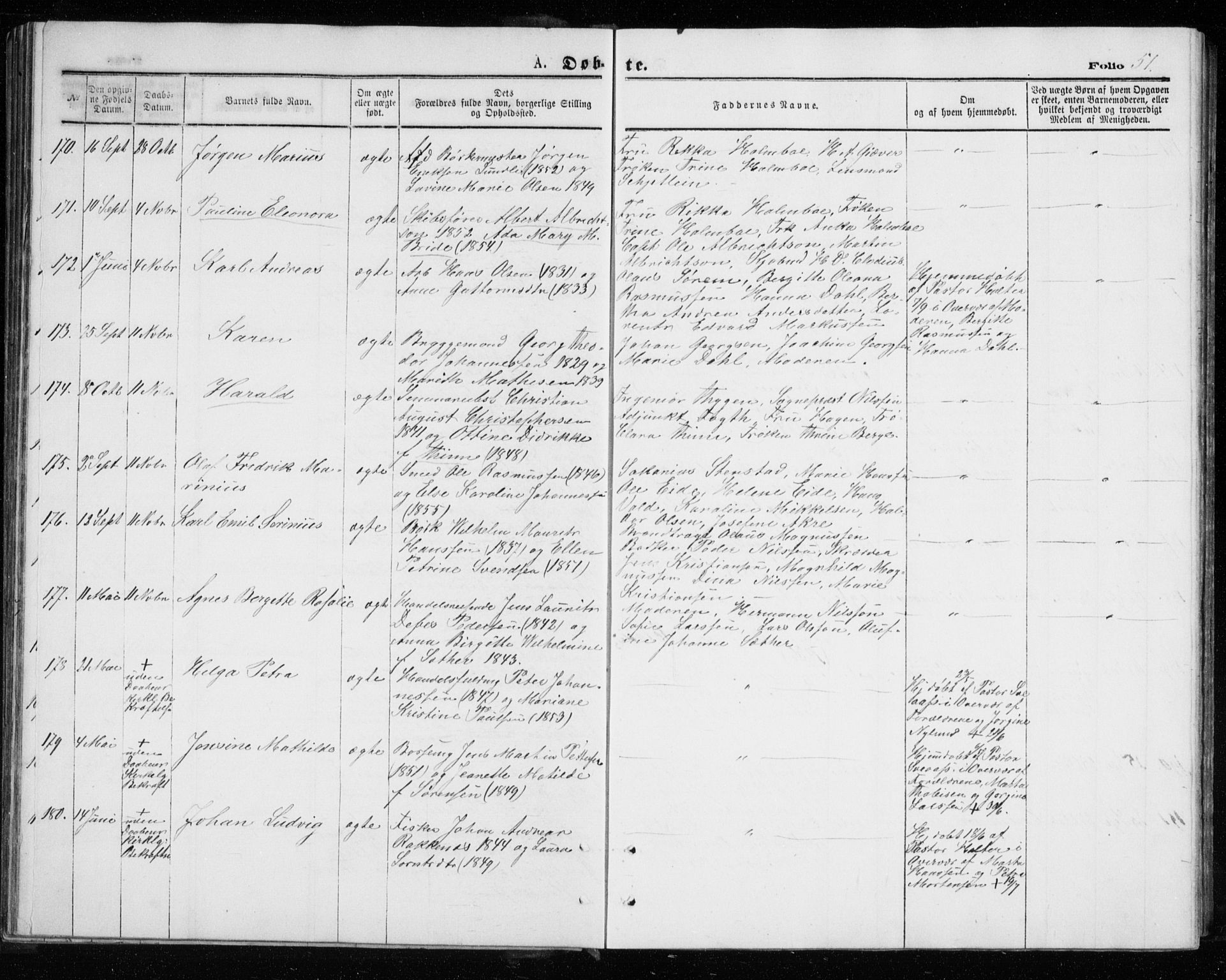 Tromsø sokneprestkontor/stiftsprosti/domprosti, AV/SATØ-S-1343/G/Gb/L0008klokker: Parish register (copy) no. 8, 1875-1879, p. 51