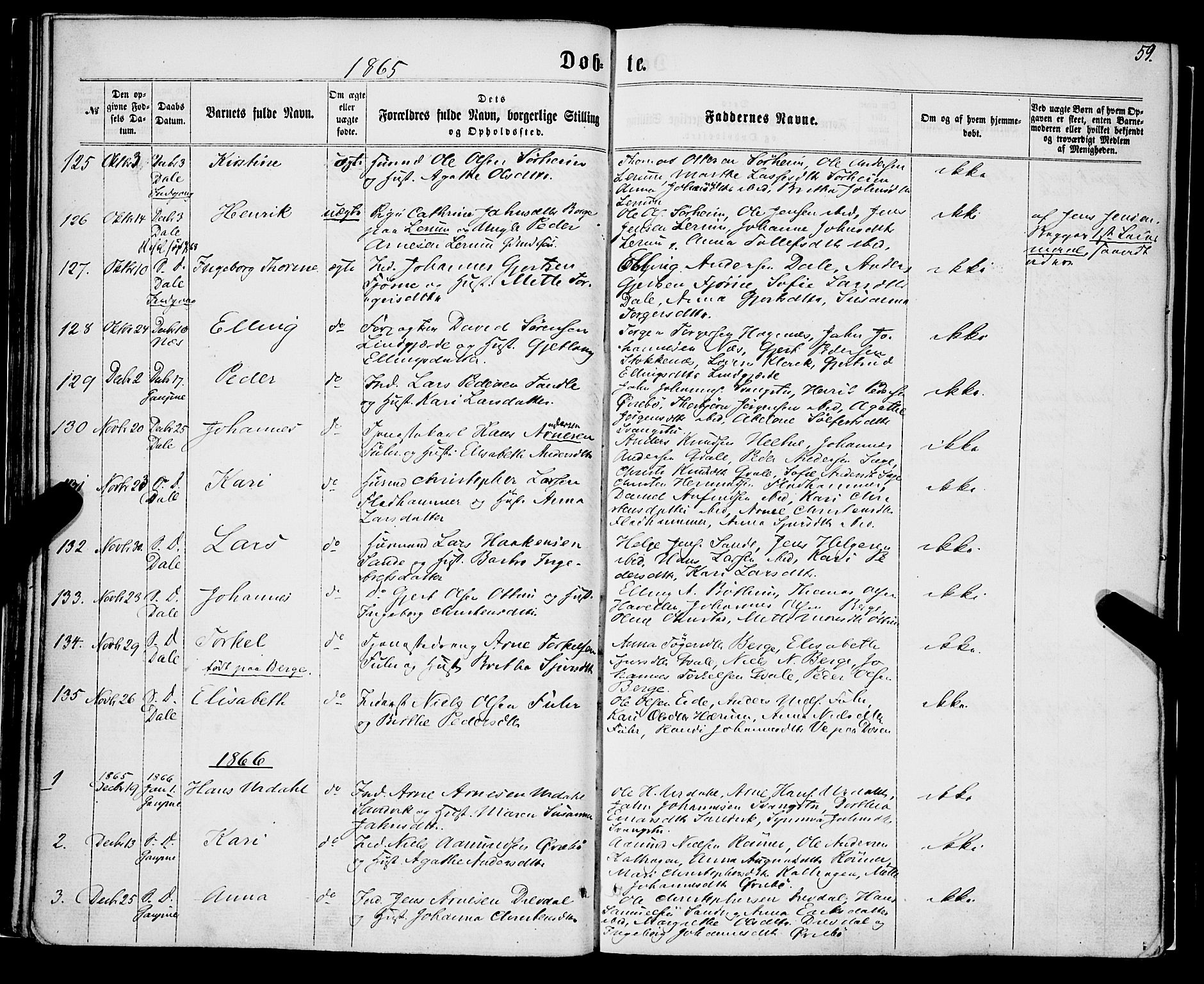Luster sokneprestembete, SAB/A-81101/H/Haa/Haaa/L0008: Parish register (official) no. A 8, 1860-1870, p. 59