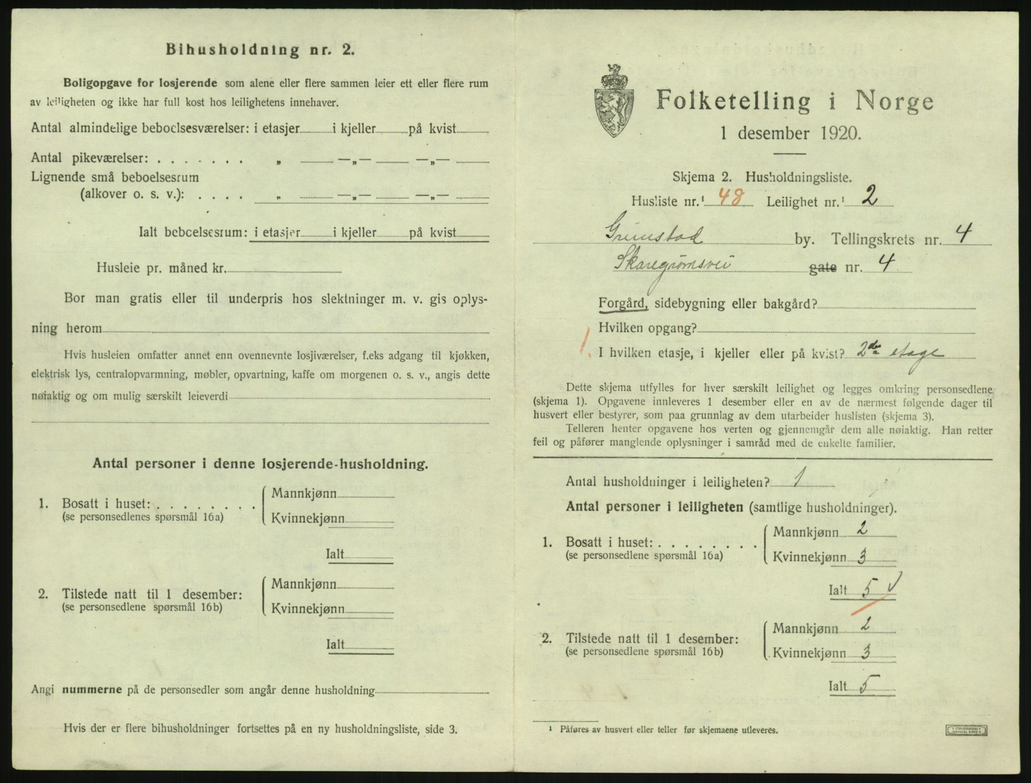 SAK, 1920 census for Grimstad, 1920, p. 1969