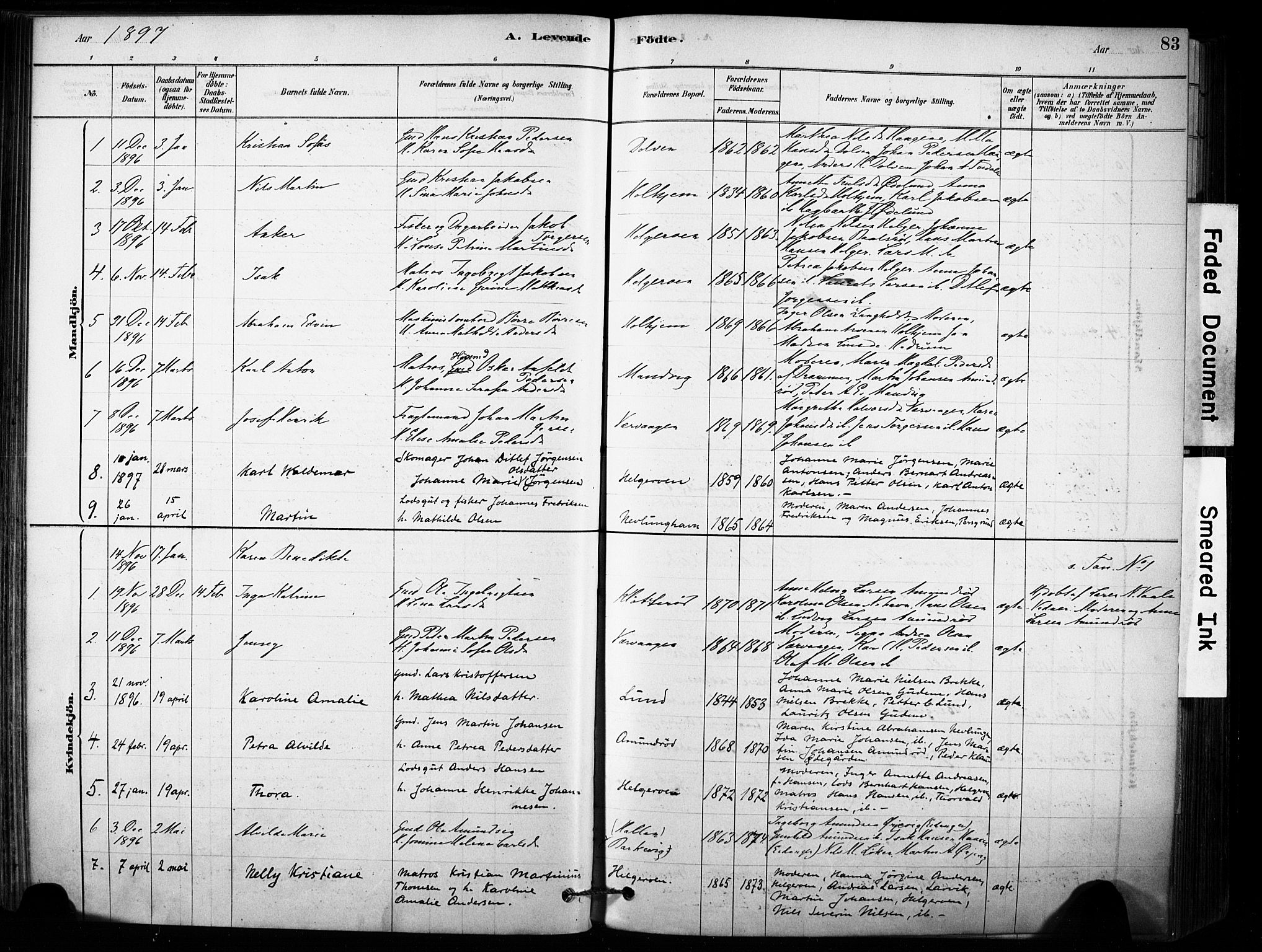 Brunlanes kirkebøker, AV/SAKO-A-342/F/Fb/L0001: Parish register (official) no. II 1, 1878-1899, p. 83