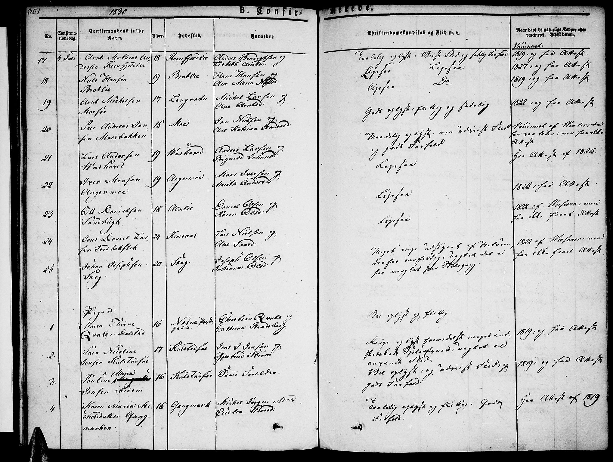 Ministerialprotokoller, klokkerbøker og fødselsregistre - Nordland, AV/SAT-A-1459/820/L0289: Parish register (official) no. 820A10, 1826-1845, p. 301