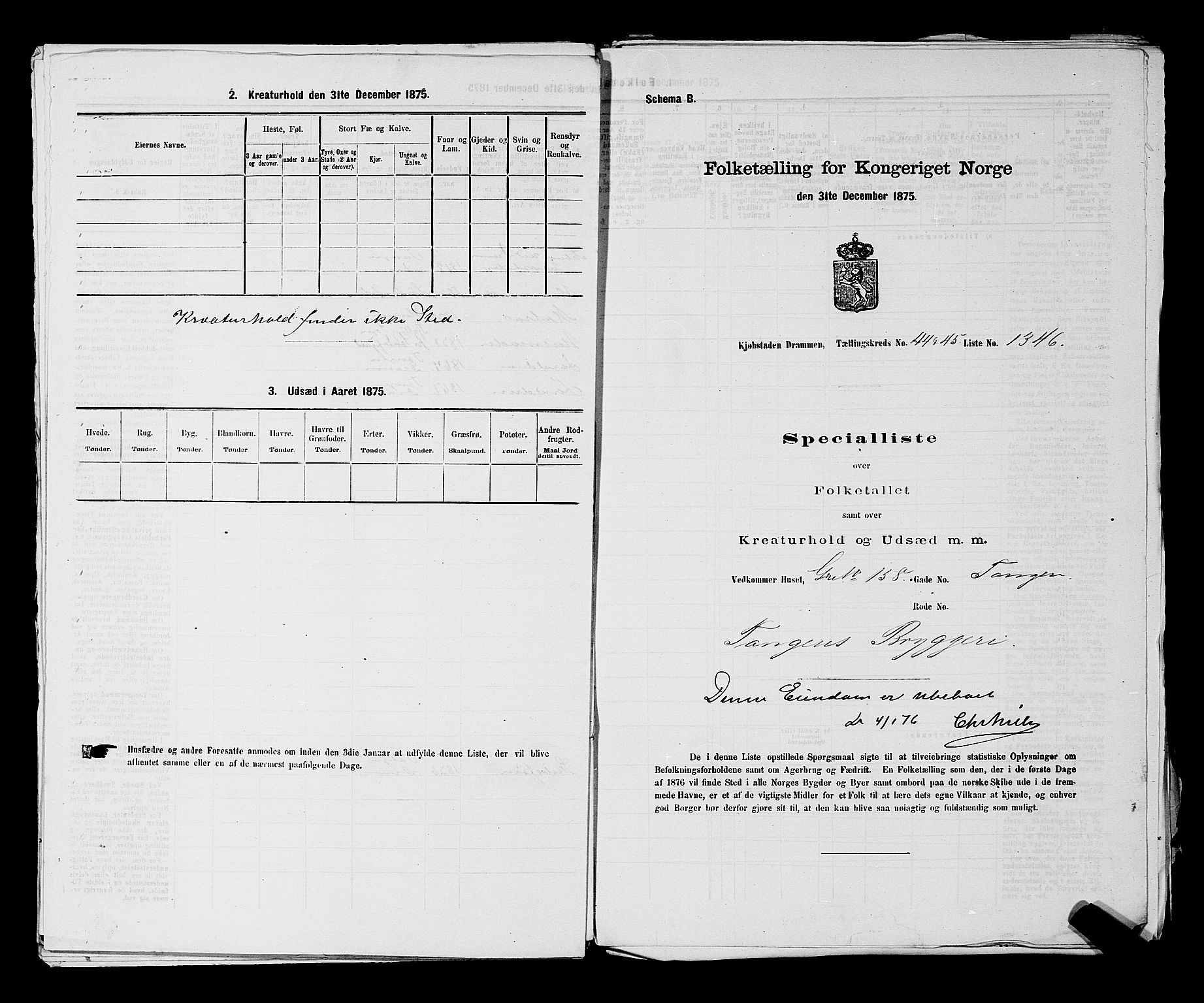 SAKO, 1875 census for 0602 Drammen, 1875, p. 3650
