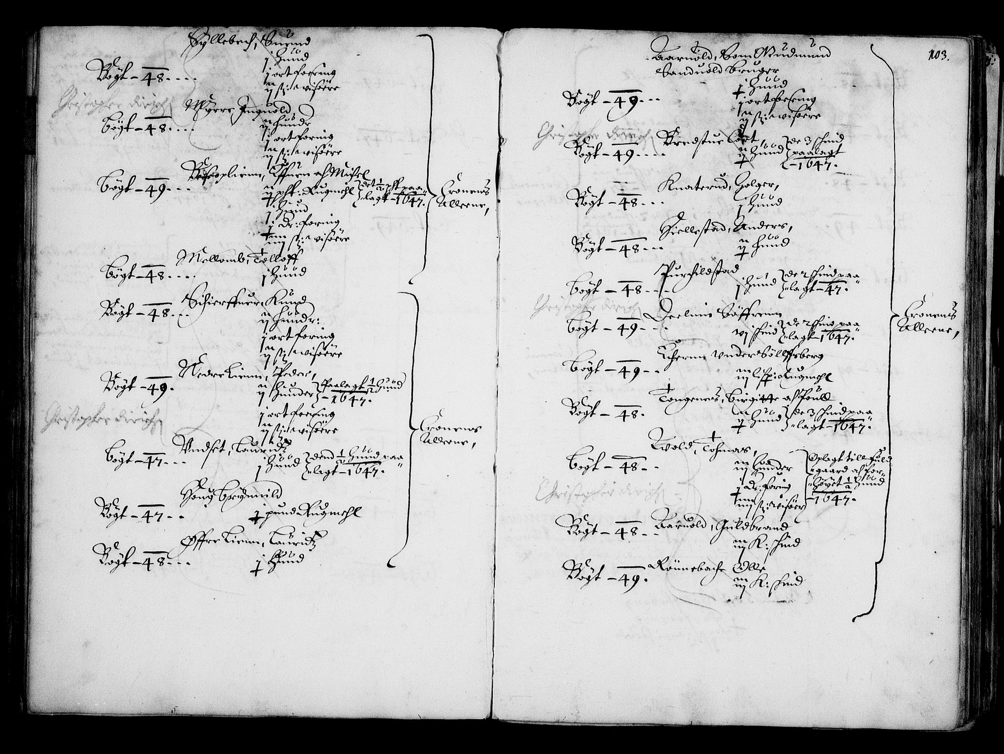 Rentekammeret inntil 1814, Realistisk ordnet avdeling, AV/RA-EA-4070/N/Na/L0001: [XI f]: Akershus stifts jordebok, 1652, p. 102b-103a