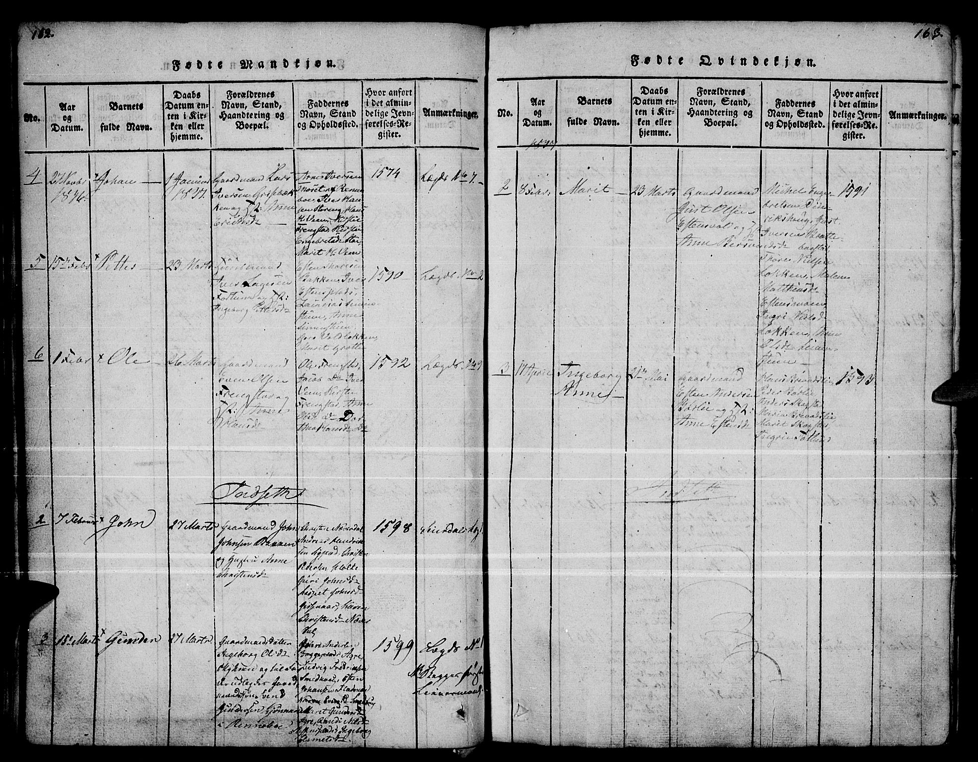 Kvikne prestekontor, AV/SAH-PREST-064/H/Ha/Haa/L0004: Parish register (official) no. 4, 1815-1840, p. 162-163