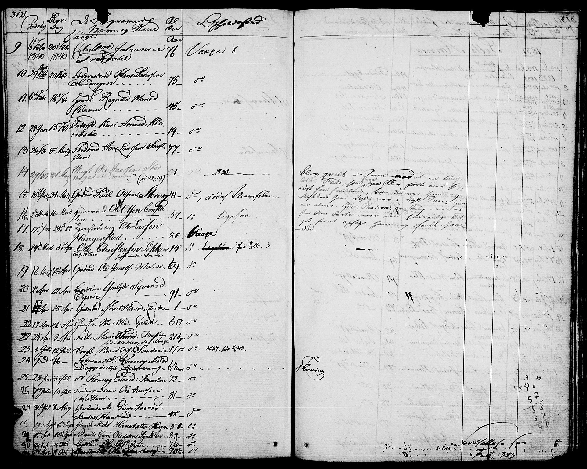 Vågå prestekontor, SAH/PREST-076/H/Ha/Haa/L0004: Parish register (official) no. 4 /1, 1827-1842, p. 312
