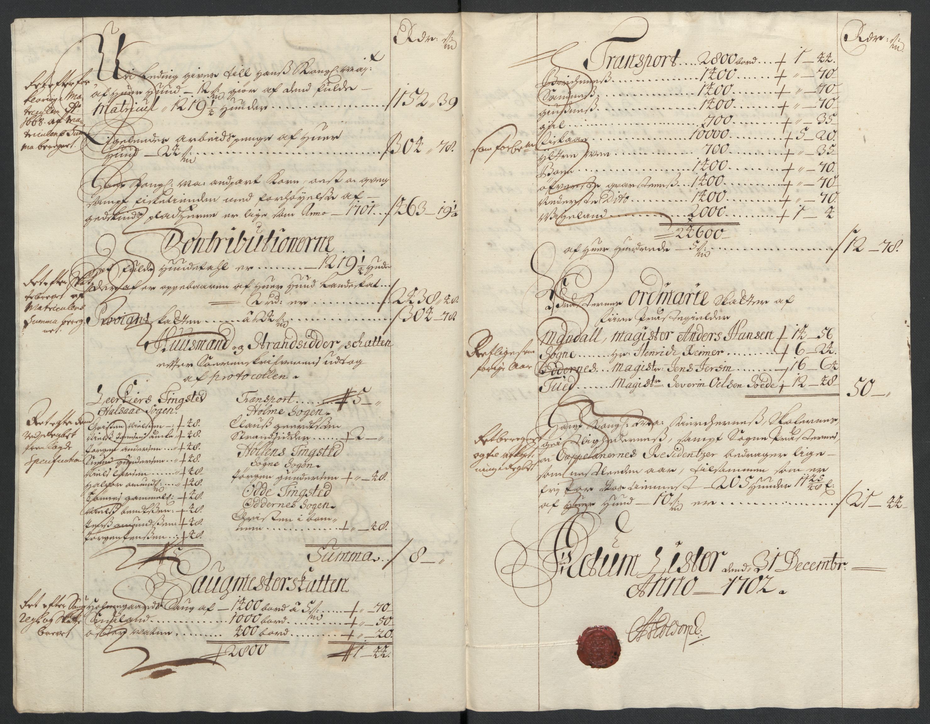 Rentekammeret inntil 1814, Reviderte regnskaper, Fogderegnskap, RA/EA-4092/R43/L2549: Fogderegnskap Lista og Mandal, 1701-1702, p. 263