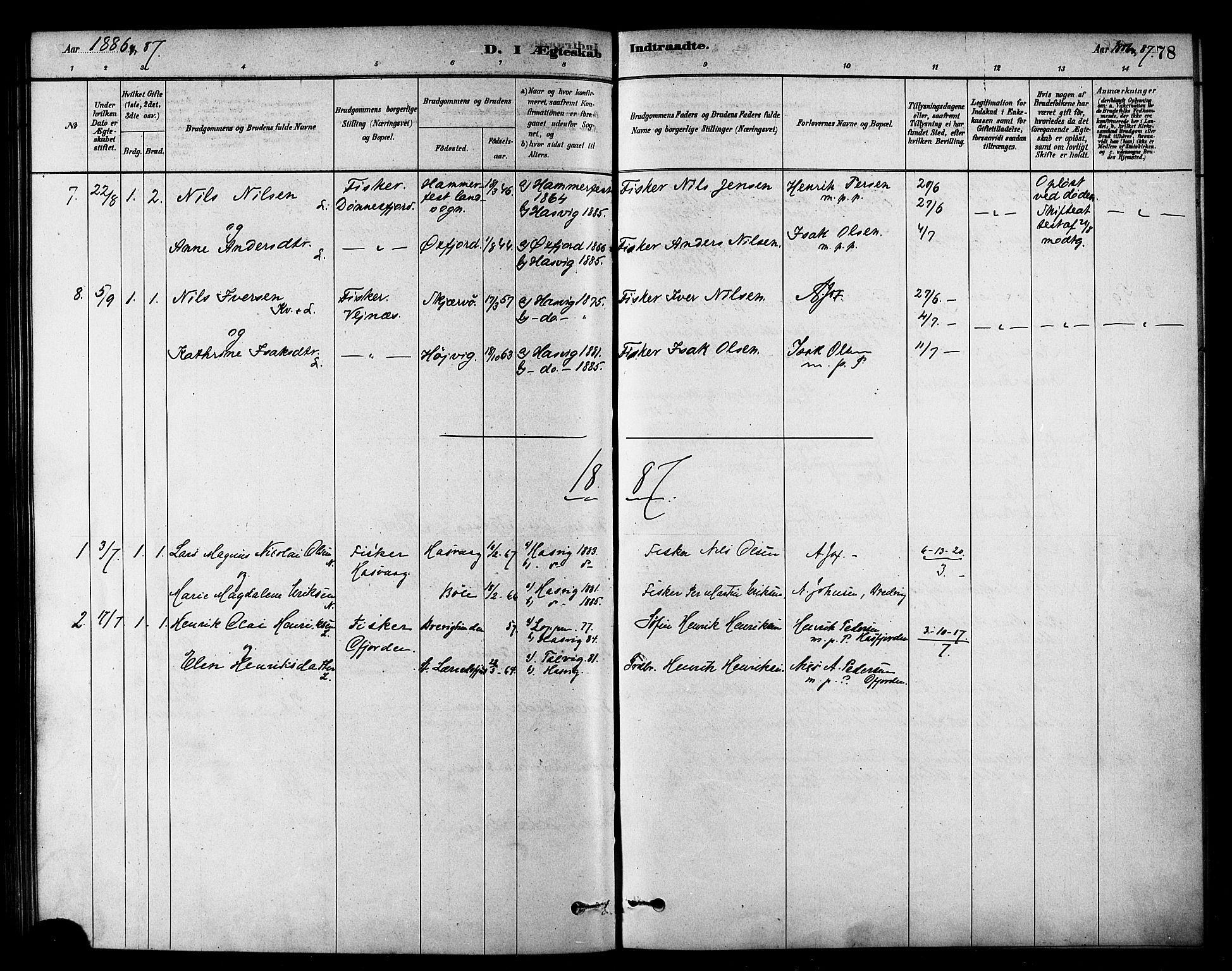 Loppa sokneprestkontor, SATØ/S-1339/H/Ha/L0007kirke: Parish register (official) no. 7, 1879-1889, p. 78