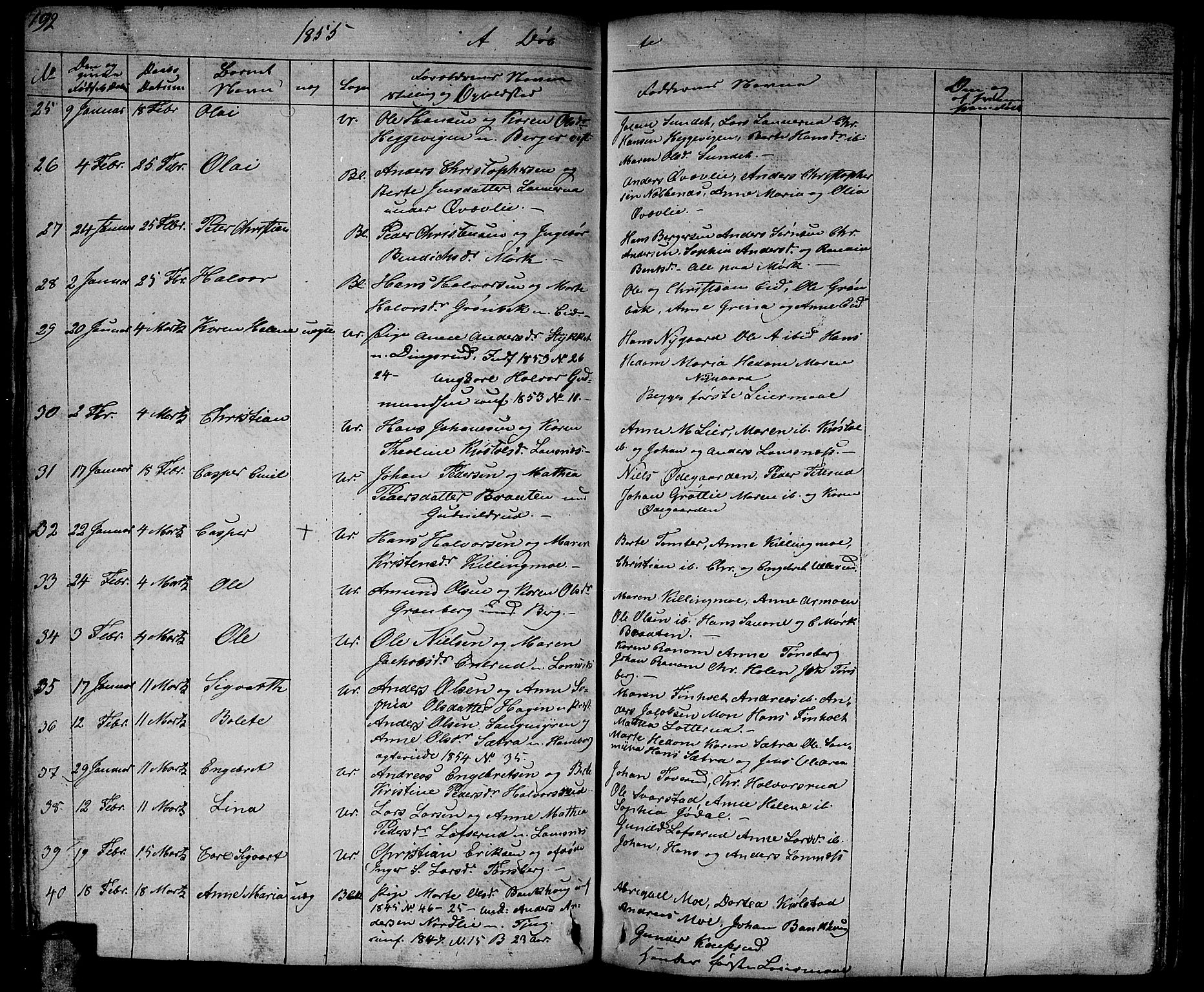 Aurskog prestekontor Kirkebøker, AV/SAO-A-10304a/G/Ga/L0002: Parish register (copy) no. I 2, 1829-1857, p. 192