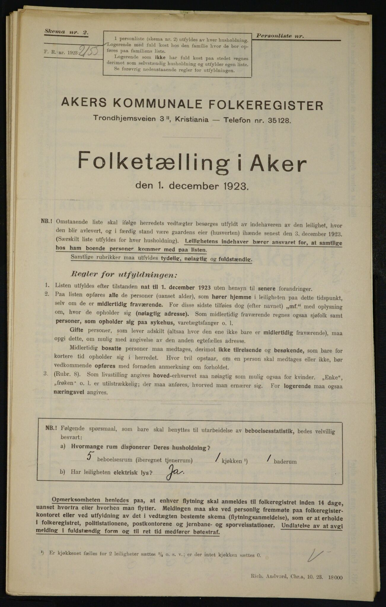 , Municipal Census 1923 for Aker, 1923, p. 21911