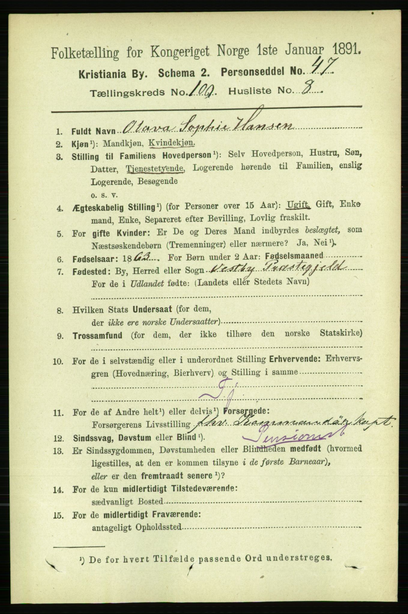 RA, 1891 census for 0301 Kristiania, 1891, p. 49546