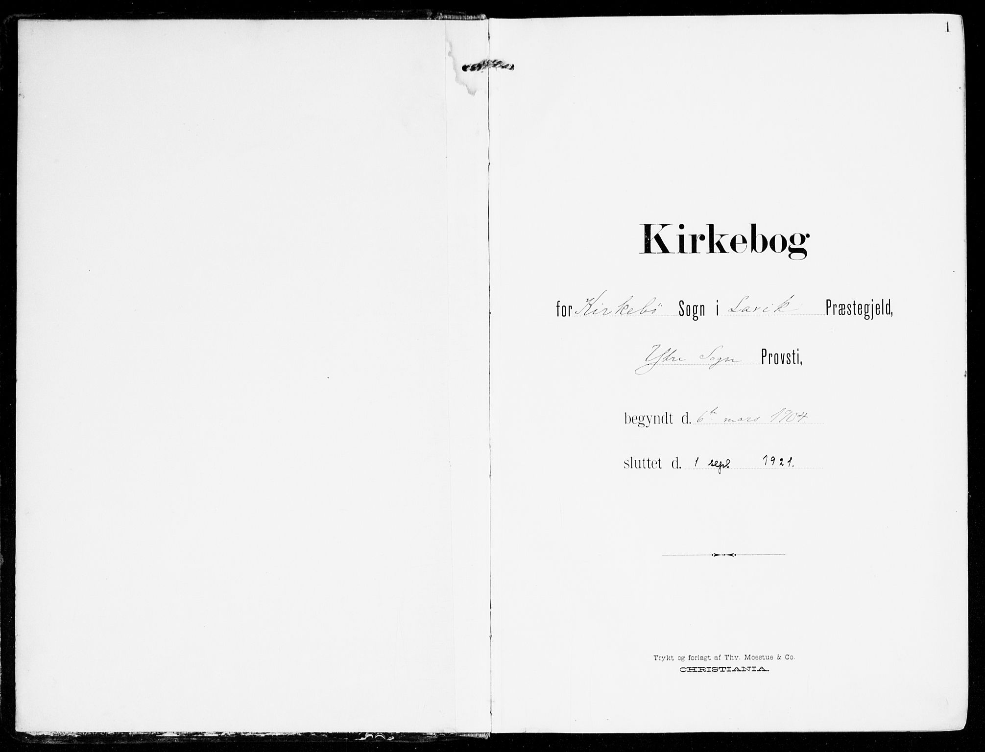 Lavik sokneprestembete, AV/SAB-A-80901: Parish register (official) no. C 2, 1904-1921, p. 1